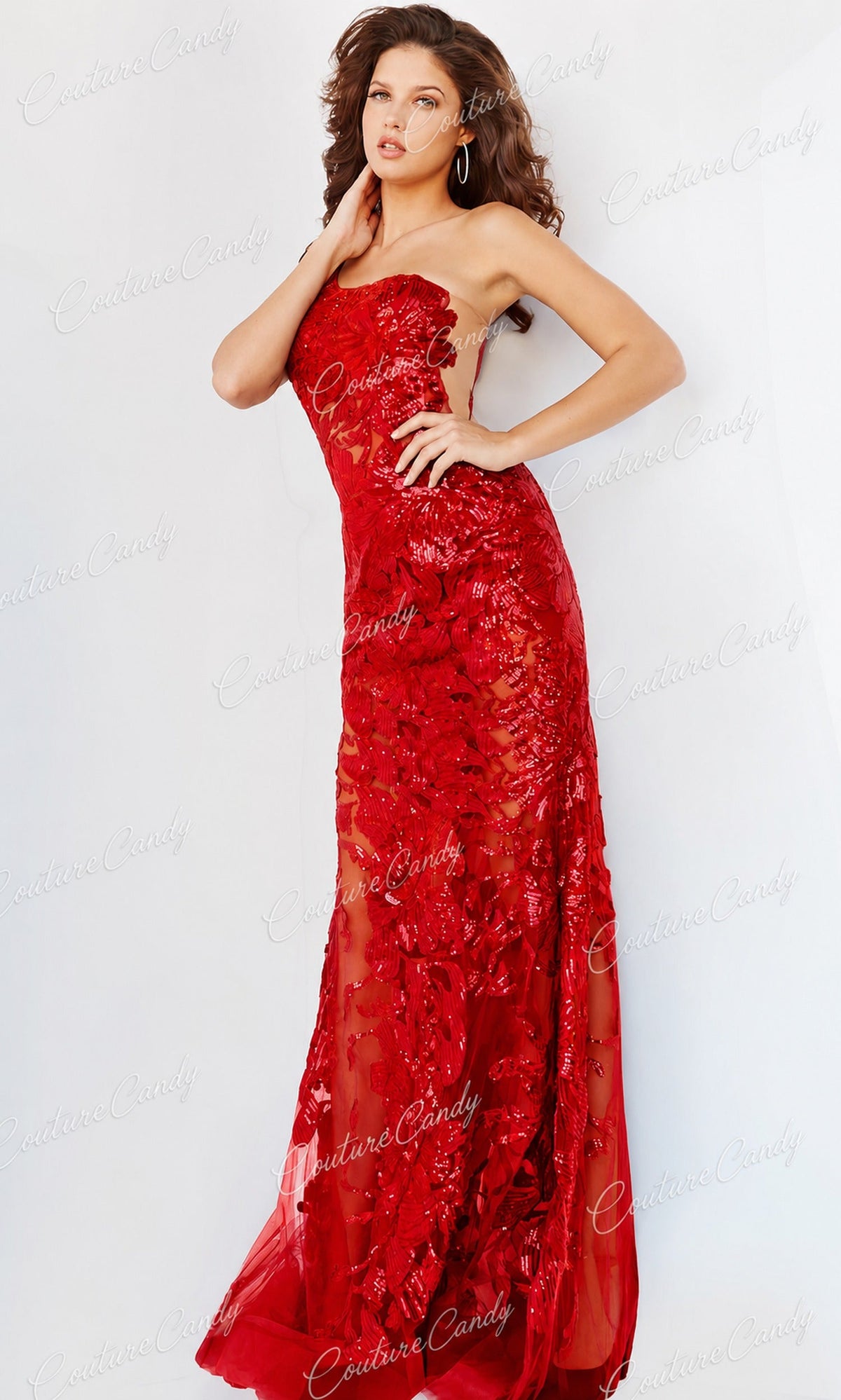 Jovani - 02895 One Shoulder Illusion Simple Prom Mermaid Gown