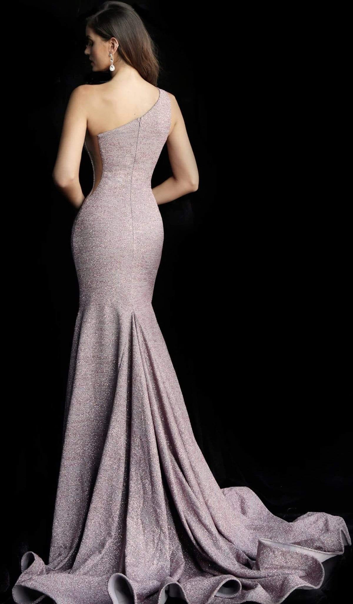 Jovani - 67650 Stretch Glitter Mermaid Dress With Sweep Train