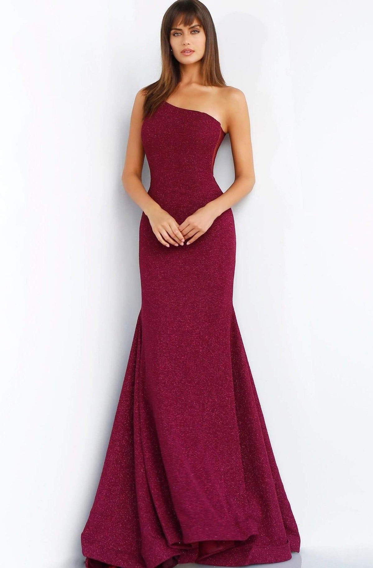 Jovani - 67650 Stretch Glitter Mermaid Dress With Sweep Train