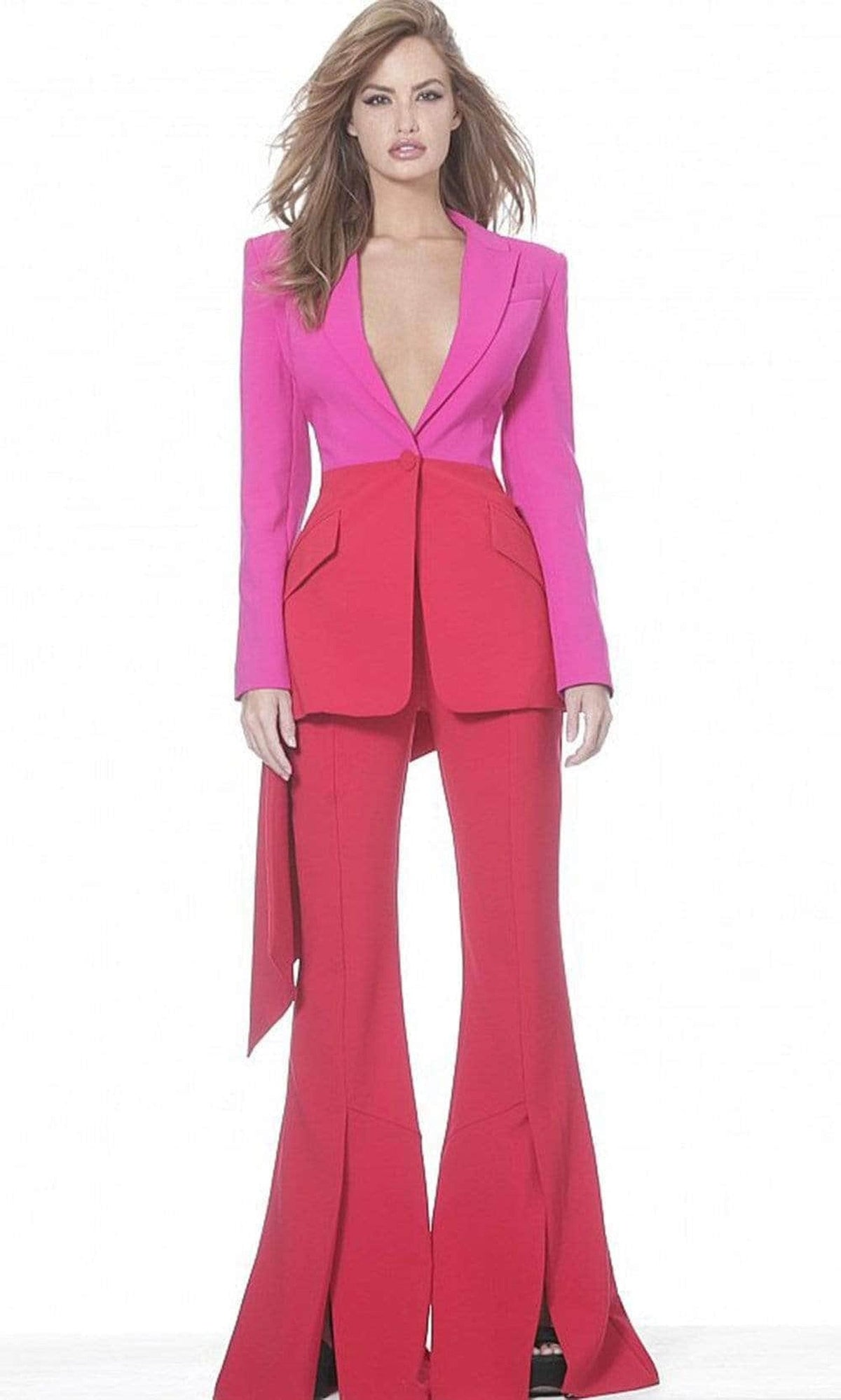 Jovani - 04148 Two Piece Two Tone Pantsuit