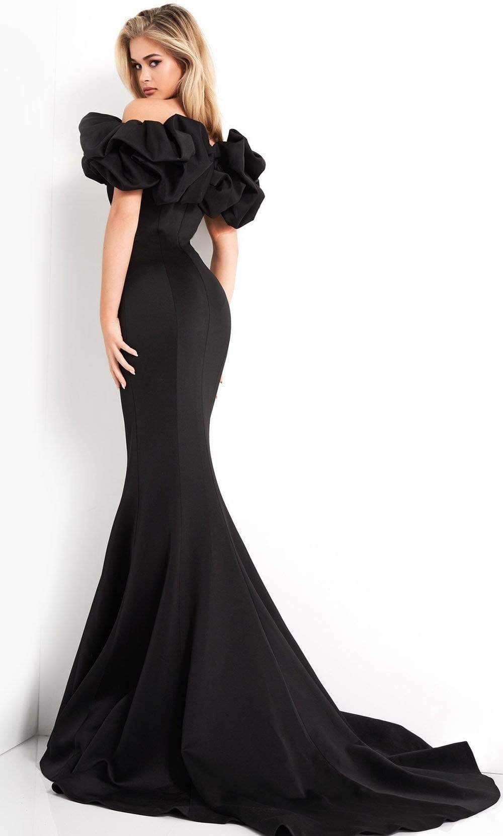 Jovani - 04368 Ruffled Off Shoulder Scuba Mermaid Evening Dress