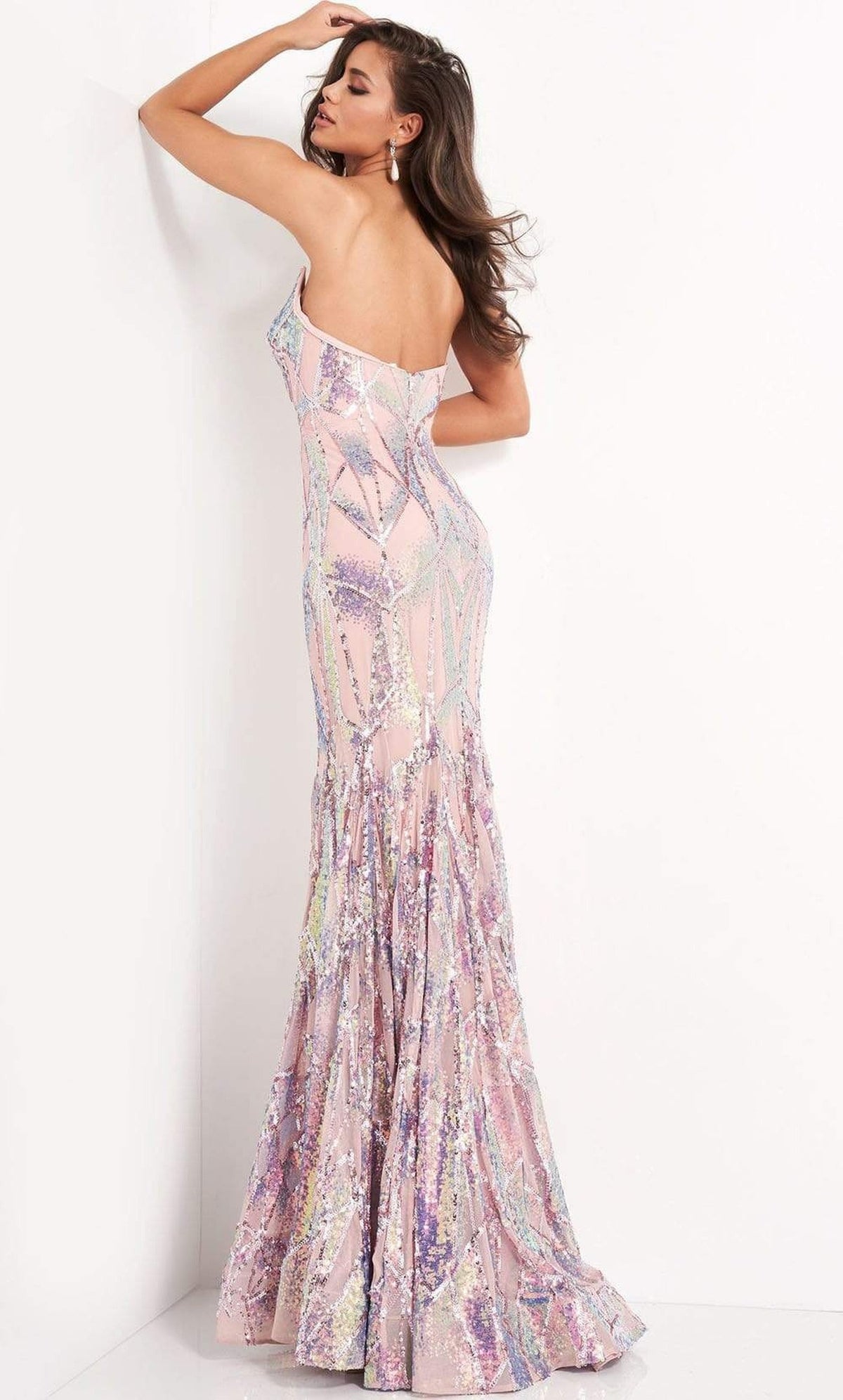 Jovani - 05100 Strapless V-Neck Sequin Embellished Mermaid Gown