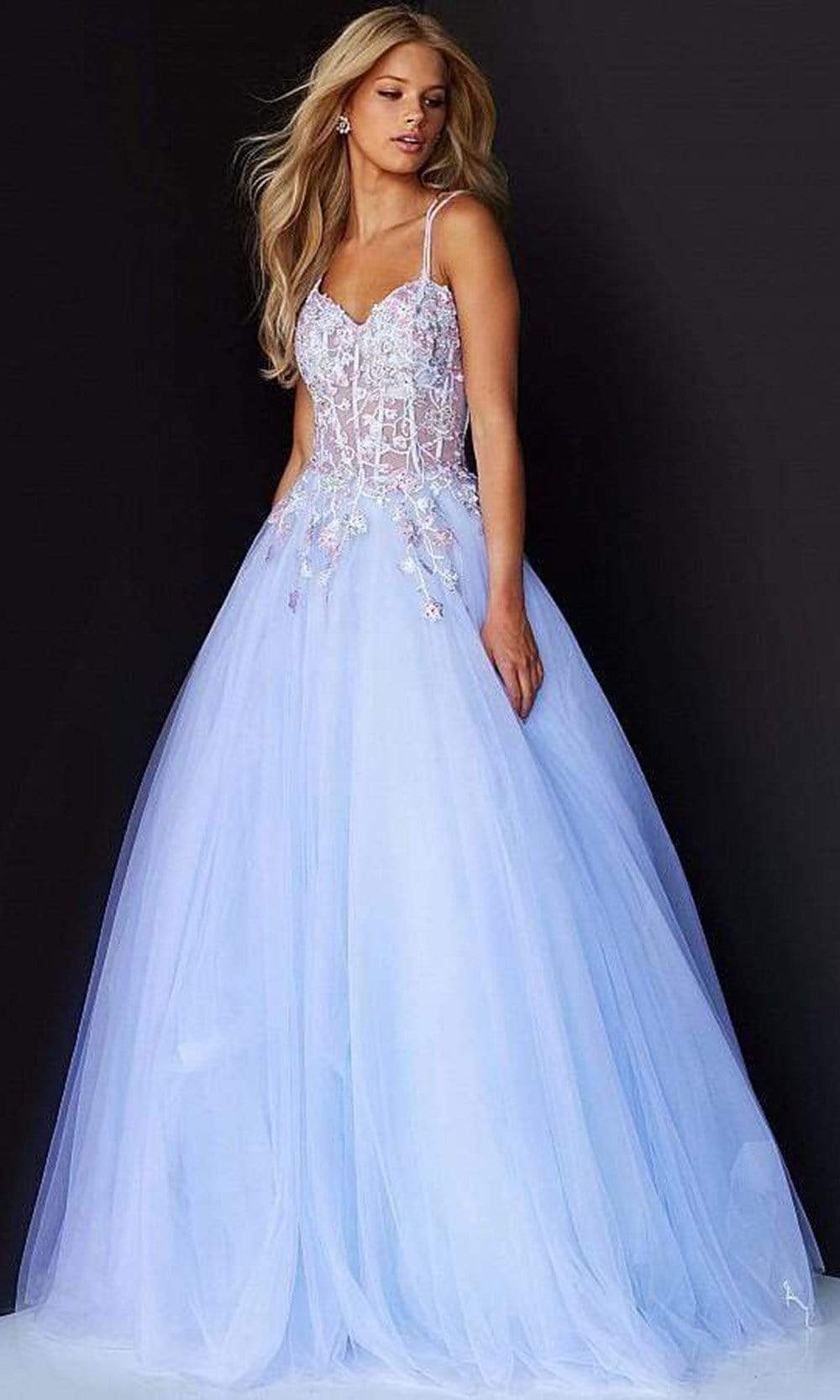 Jovani - 06207 Tulle Voluminous Crisscross Gown - Lilac - Main