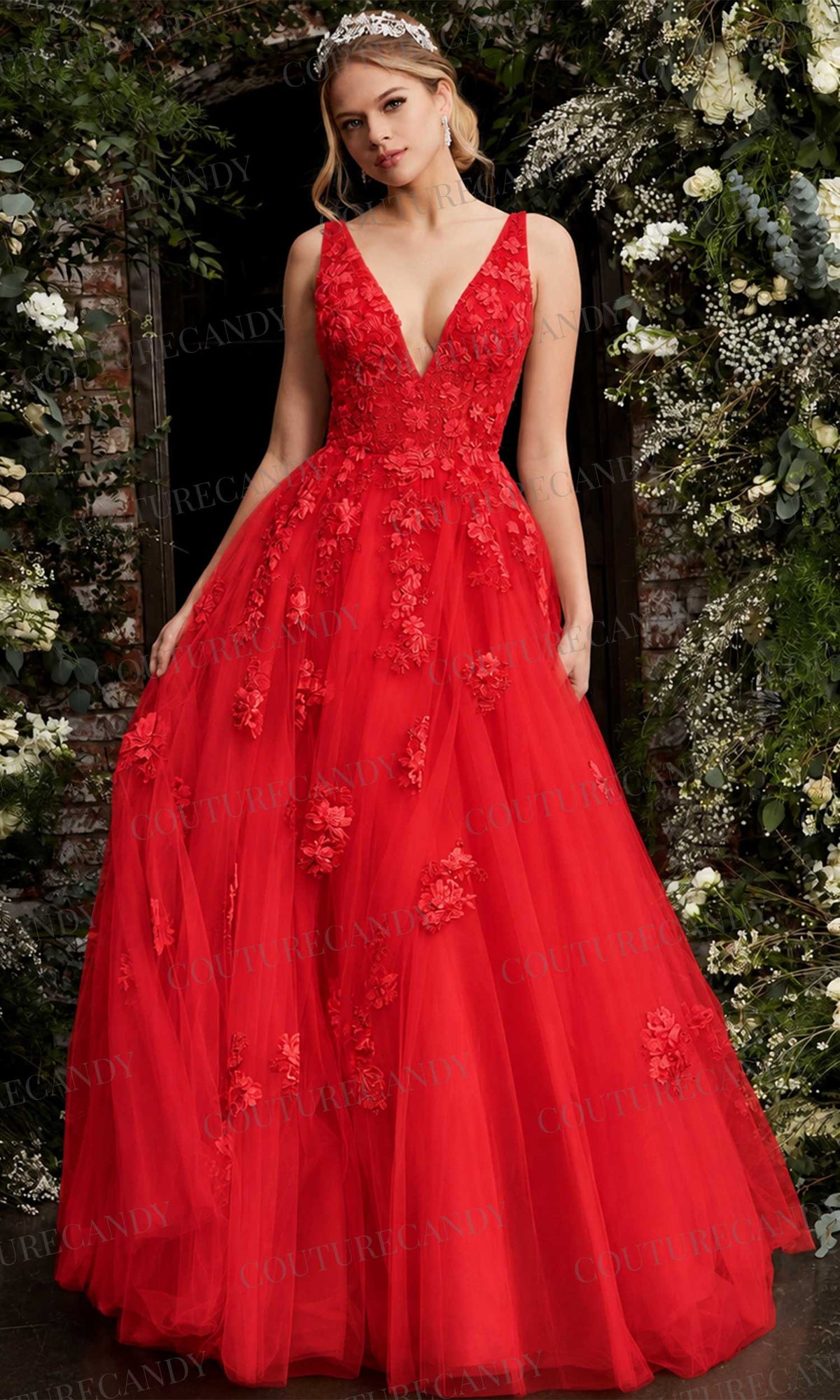 Jovani - 06286 Sheer Floral Applique Bodice Tulle Ballgown