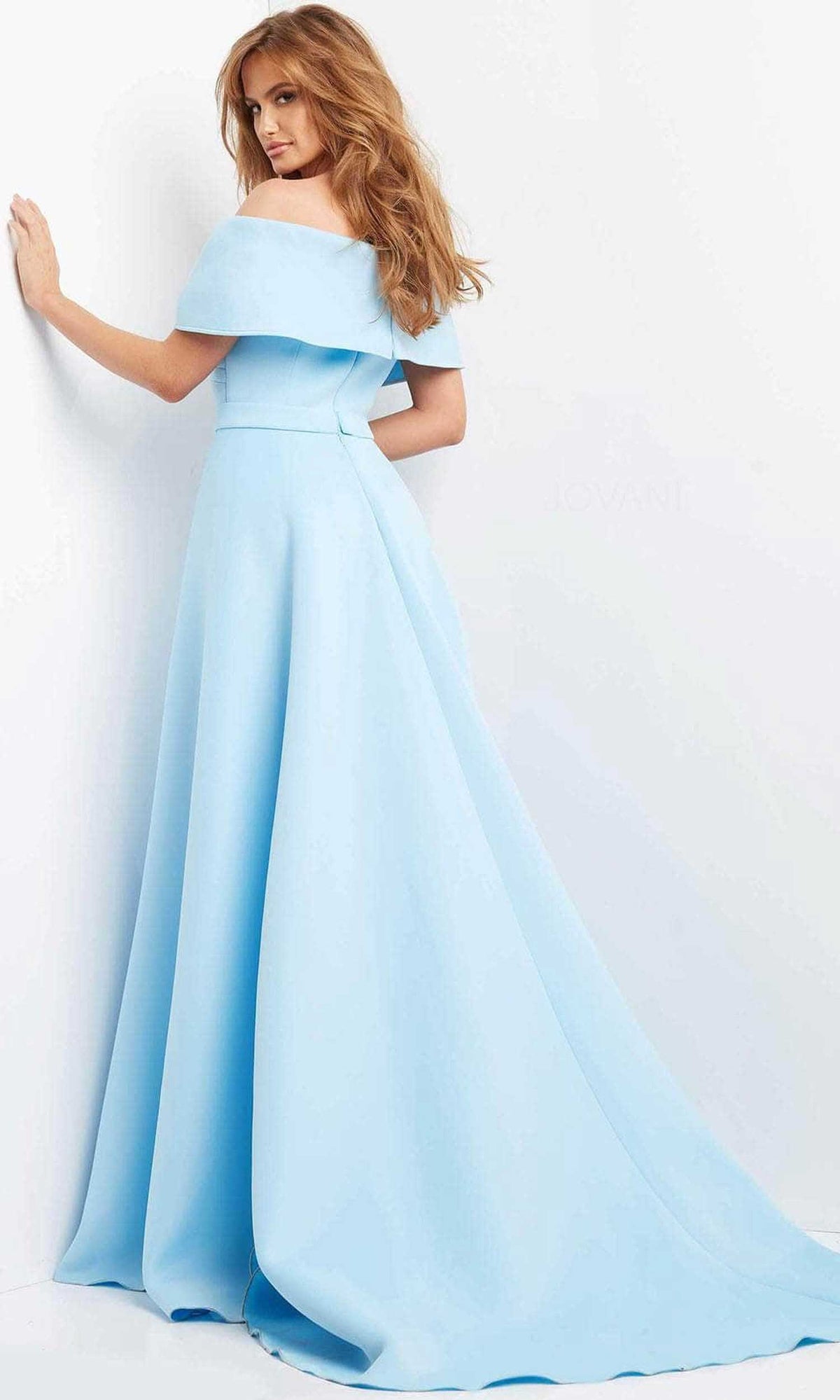 Jovani 07443 - Draped Off Shoulder Overskirt Evening Dress