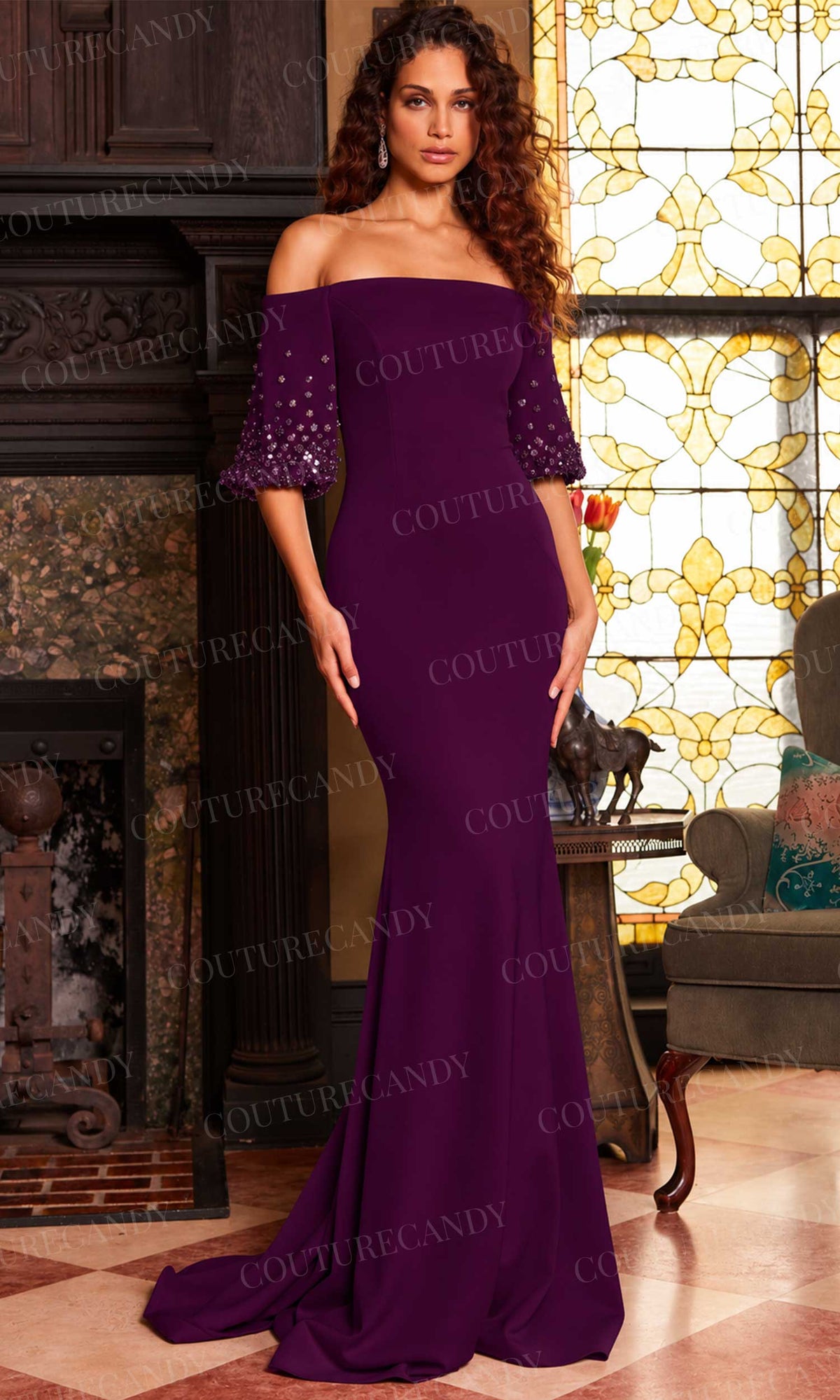 Jovani 09516 - Straight Across Neck Evening Dress
