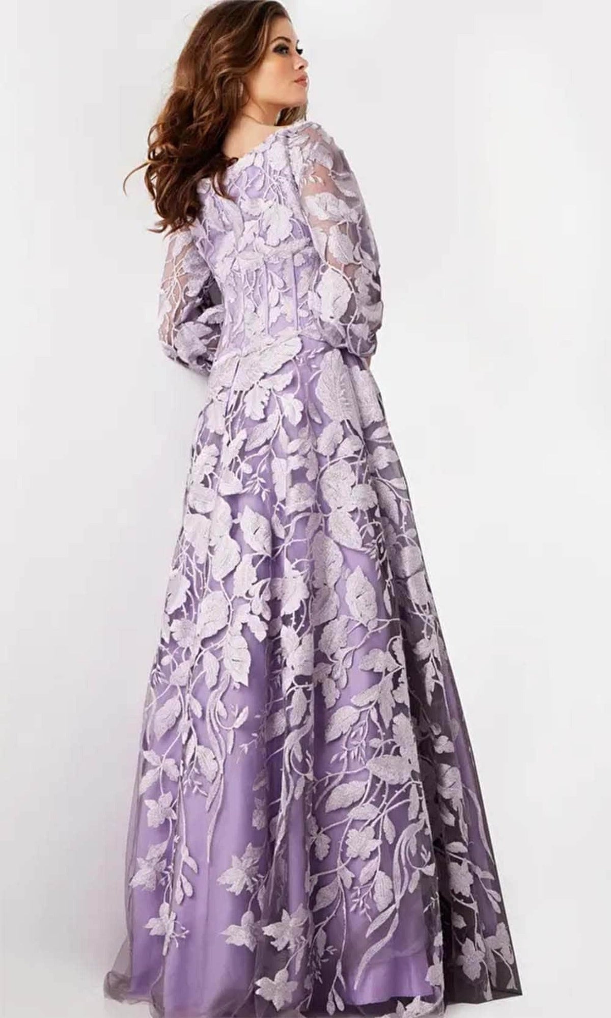 Jovani 23919 - Bateau Neck Long Sleeve Prom Dress