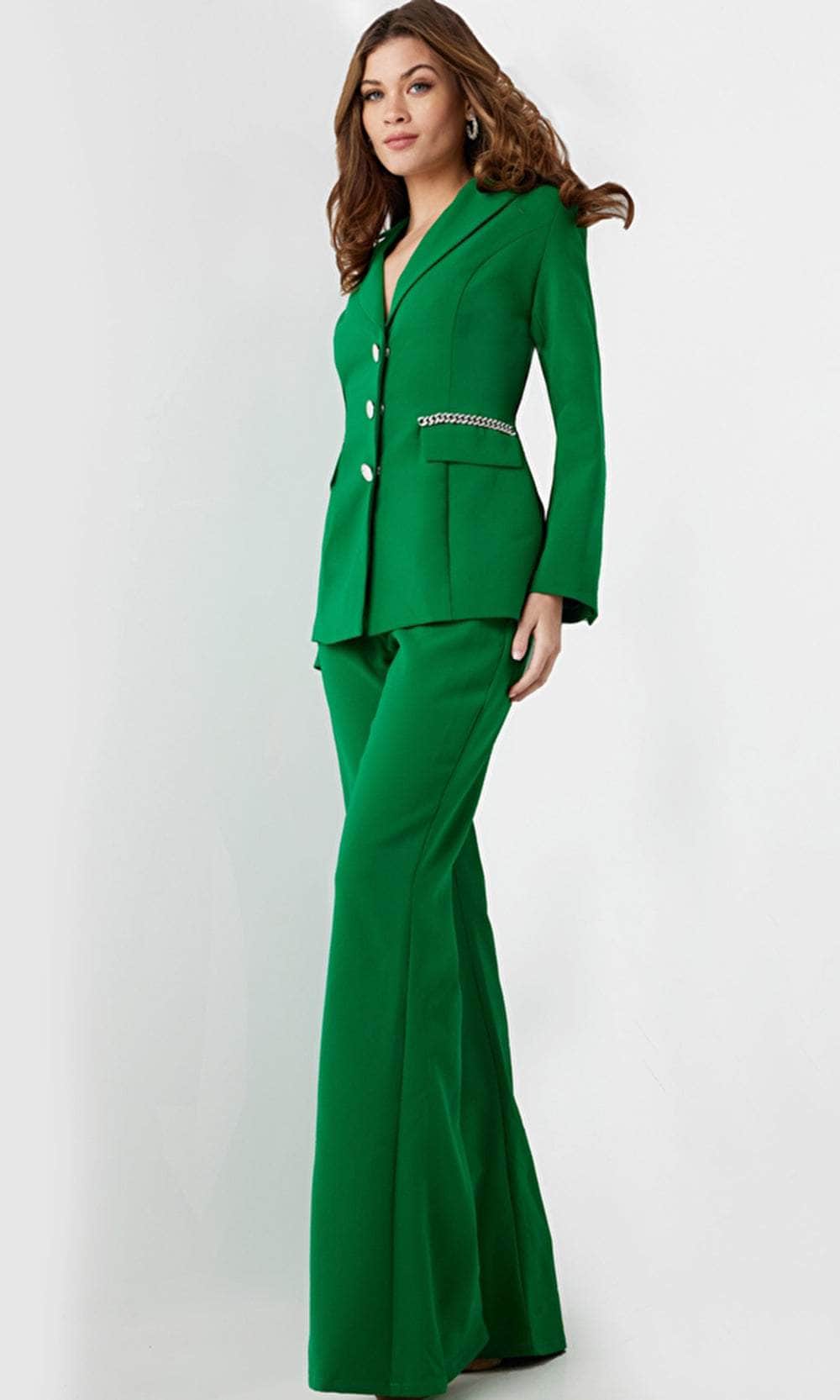 Jovani 26144 - Chain Detailed Long Sleeve Pantsuit