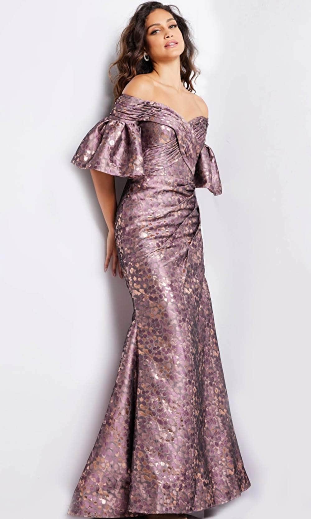 Jovani 26258 - Bell Sleeve Ruched Evening Gown