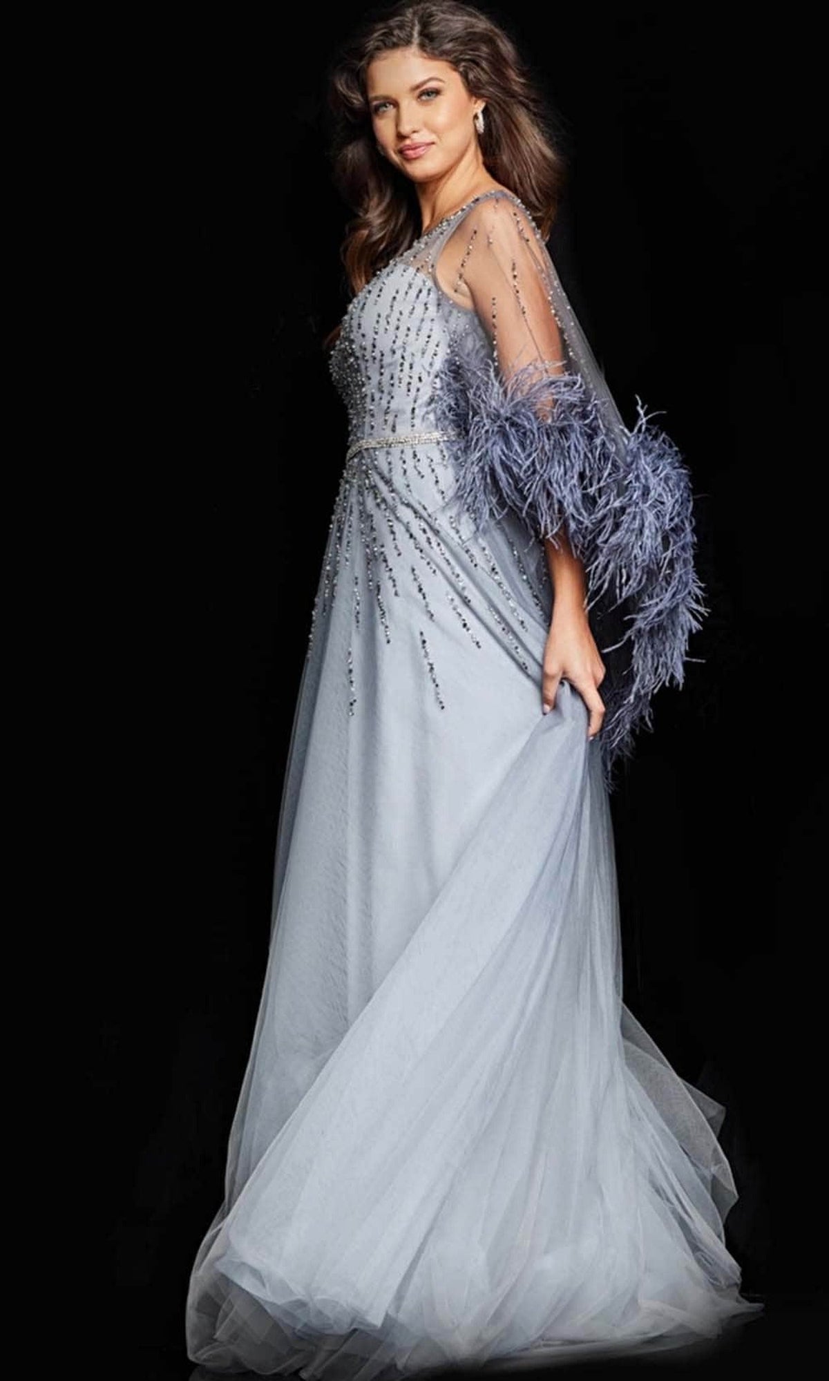Jovani 26265 - Beaded Illusion Bateau Evening Dress