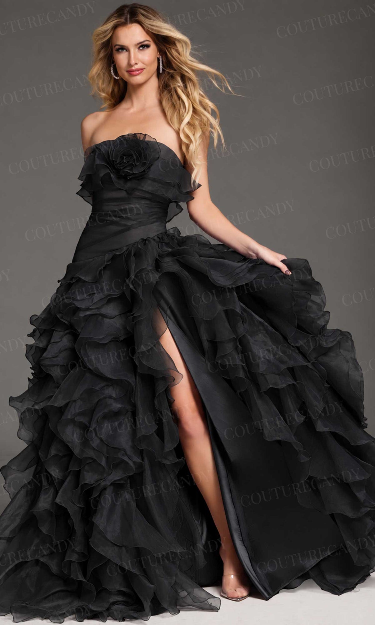 Jovani 38236 - Strapless Ruffled A-Line Evening Gown