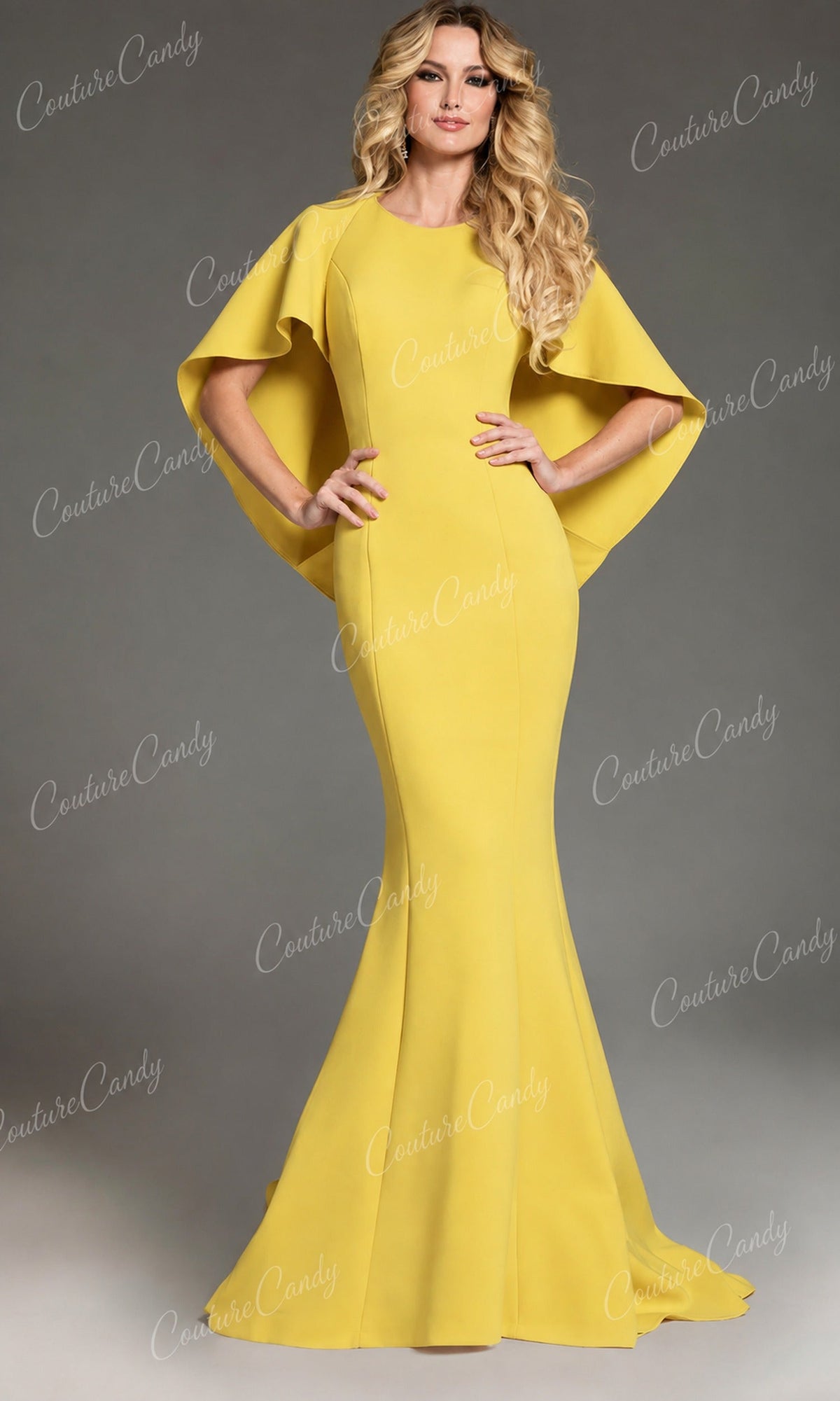 Jovani 38822 - High Neck Cape Sleeve Prom Gown
