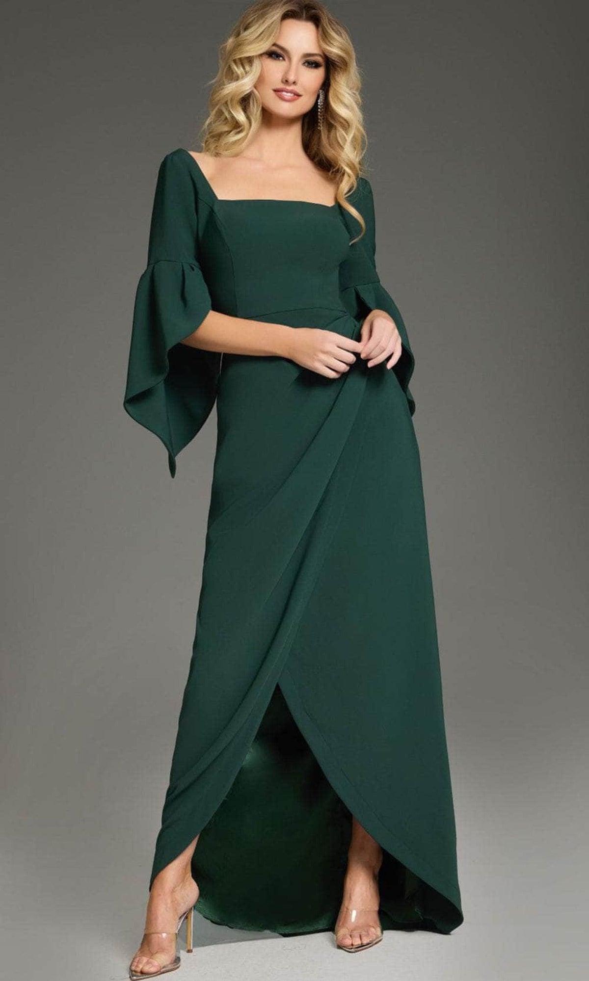 Jovani 39082 - Fitted Bodice Bell Sleeve Prom Gown