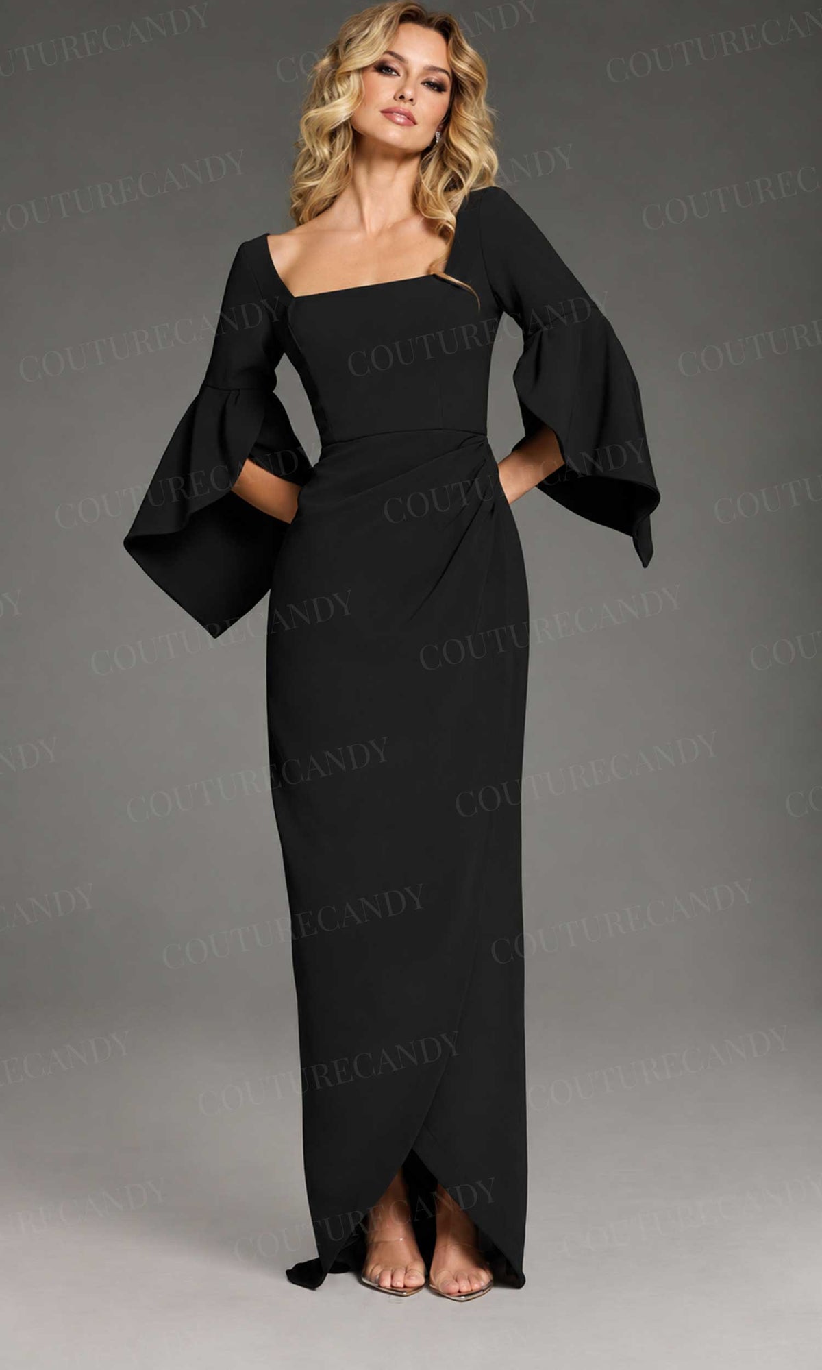 Jovani 39082 - Fitted Bodice Bell Sleeve Prom Gown