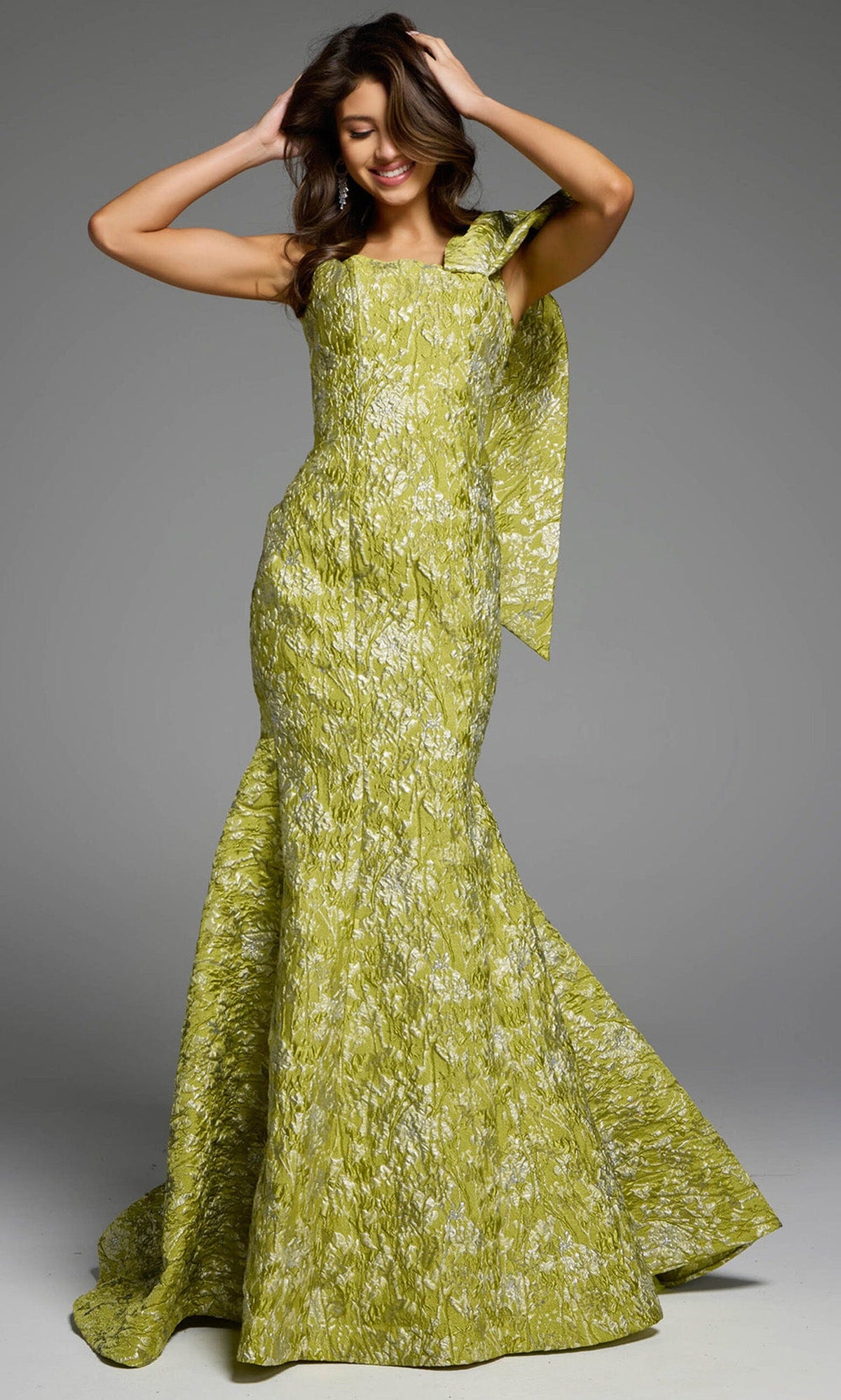 Jovani 41130 - One Shoulder Bow Mermaid Gown