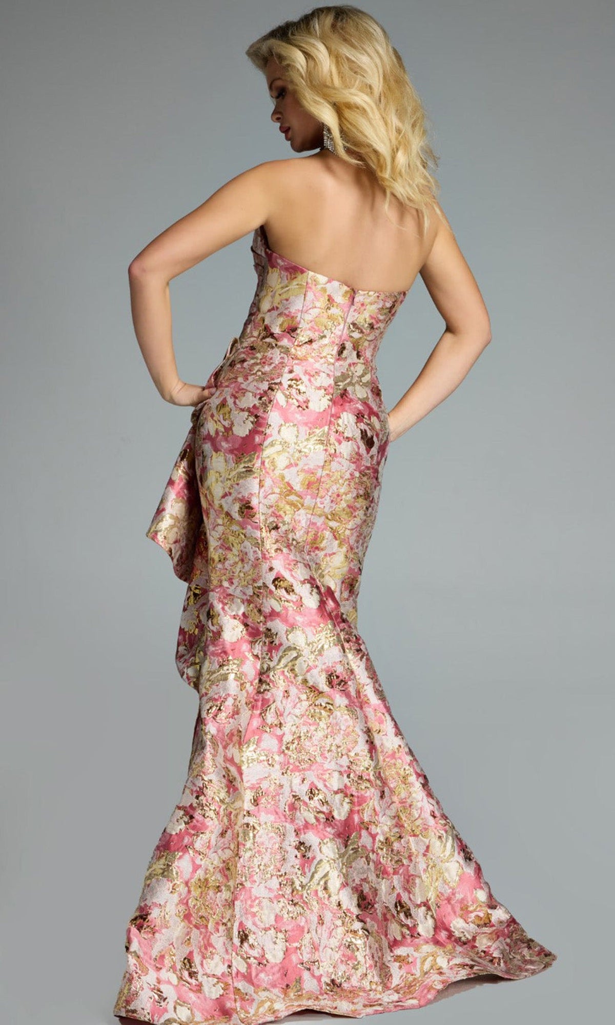 Jovani 42927 - Scoop Neckline Taffeta Trumpet Evening Gown