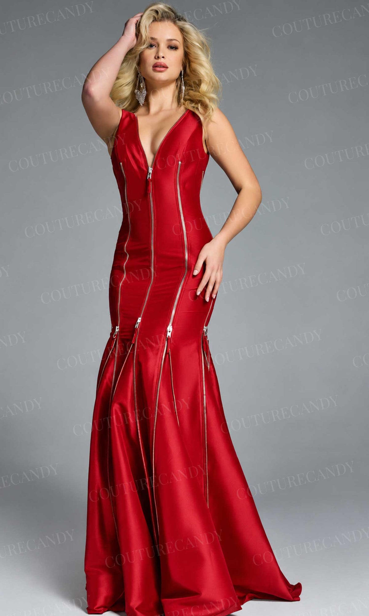 Jovani 44175 - V-Neck Mermaid Gown with Zippers