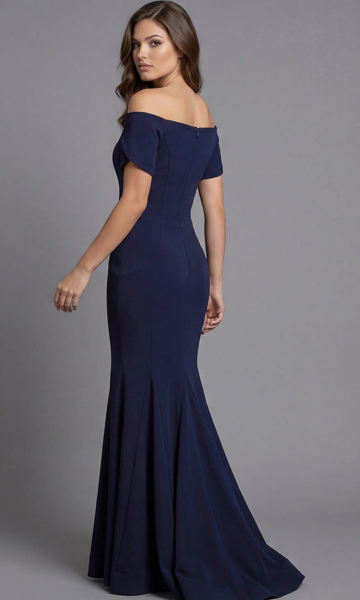 Jovani 44729 - Short Sleeve Minimalist Evening Gown