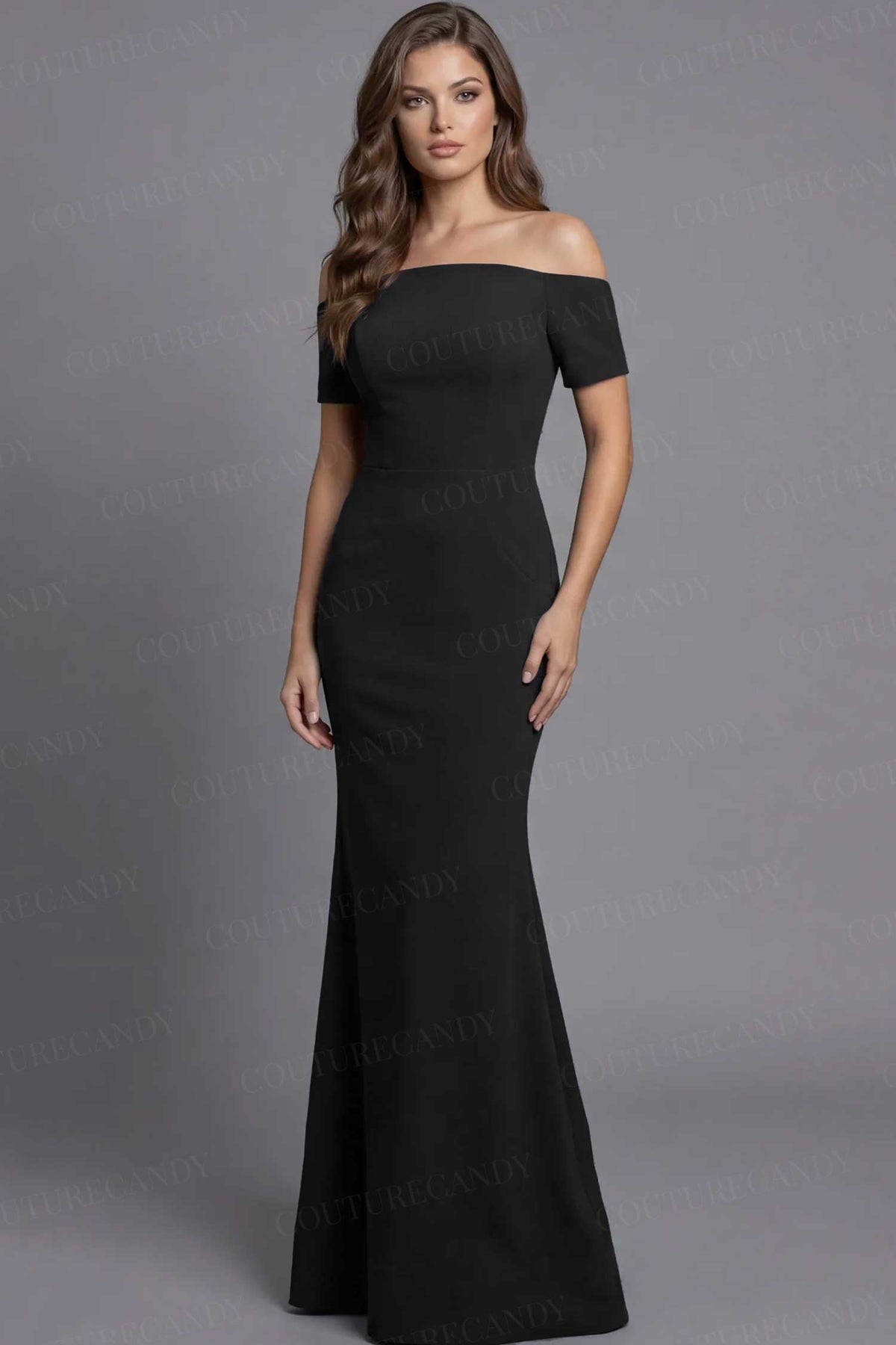 Jovani 44729 - Short Sleeve Minimalist Evening Gown