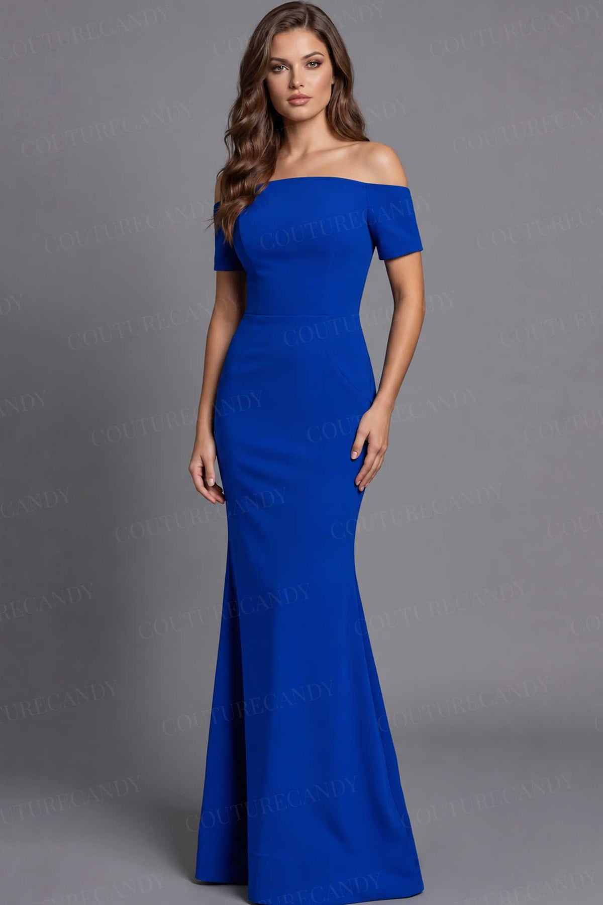 Jovani 44729 - Short Sleeve Minimalist Evening Gown