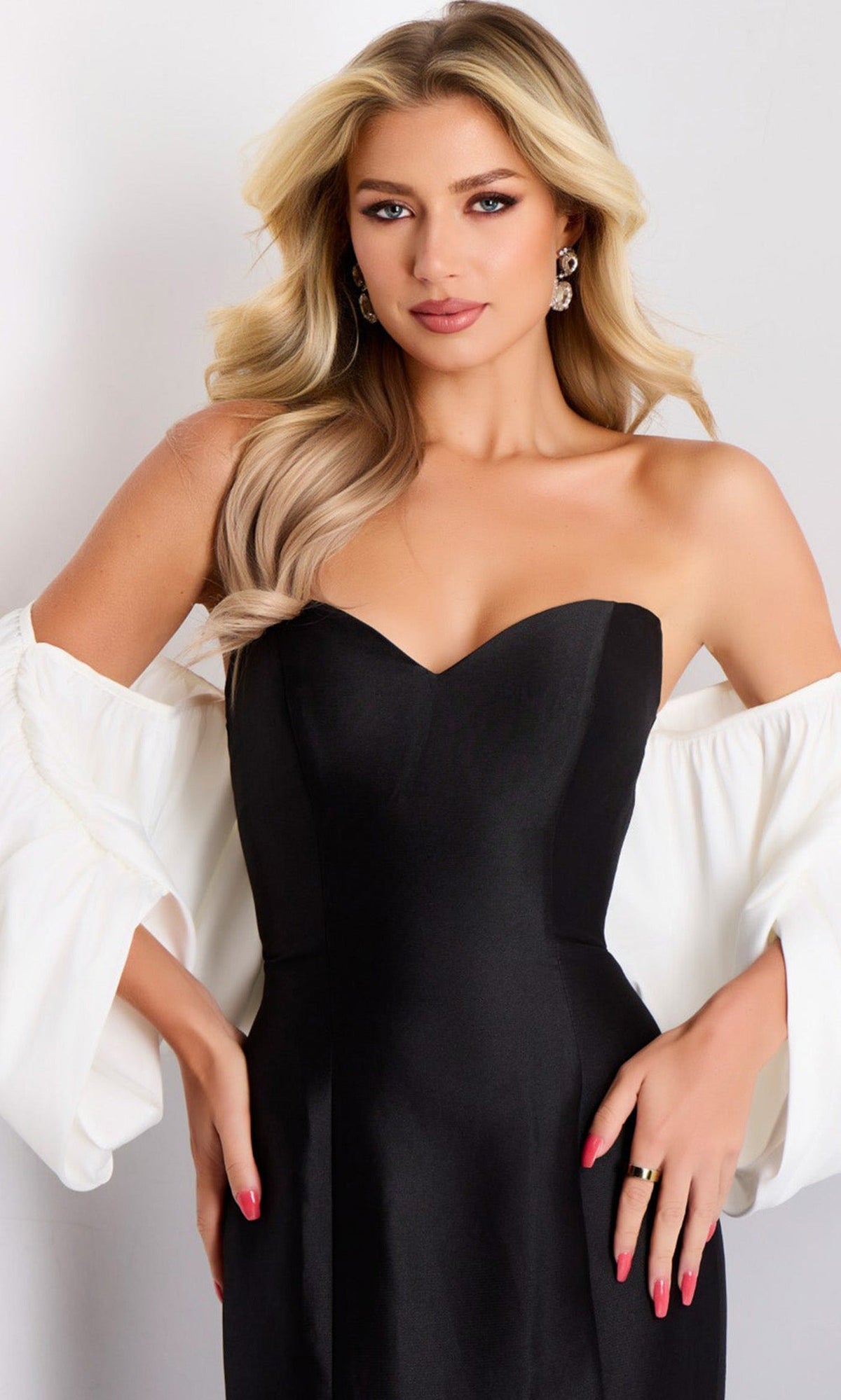 Jovani 45358 - Dramatic Sleeves Velvet Mermaid Gown