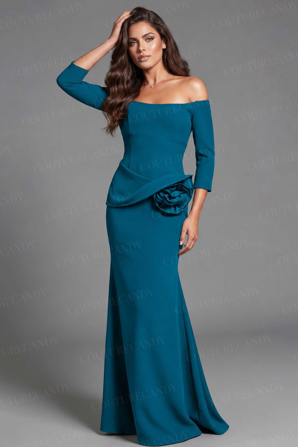 Jovani 48207 - Off Shoulder Peplum Waist Evening Gown