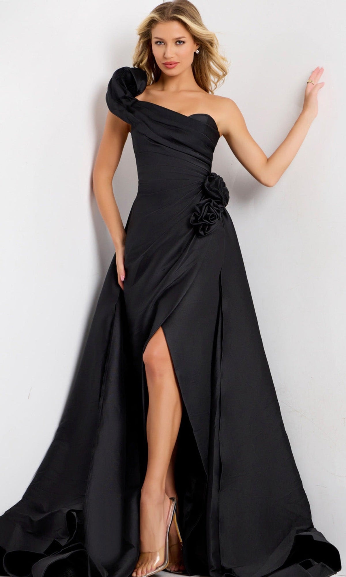 Jovani 48450 - One Shoulder Sheath Dress with Overskirt