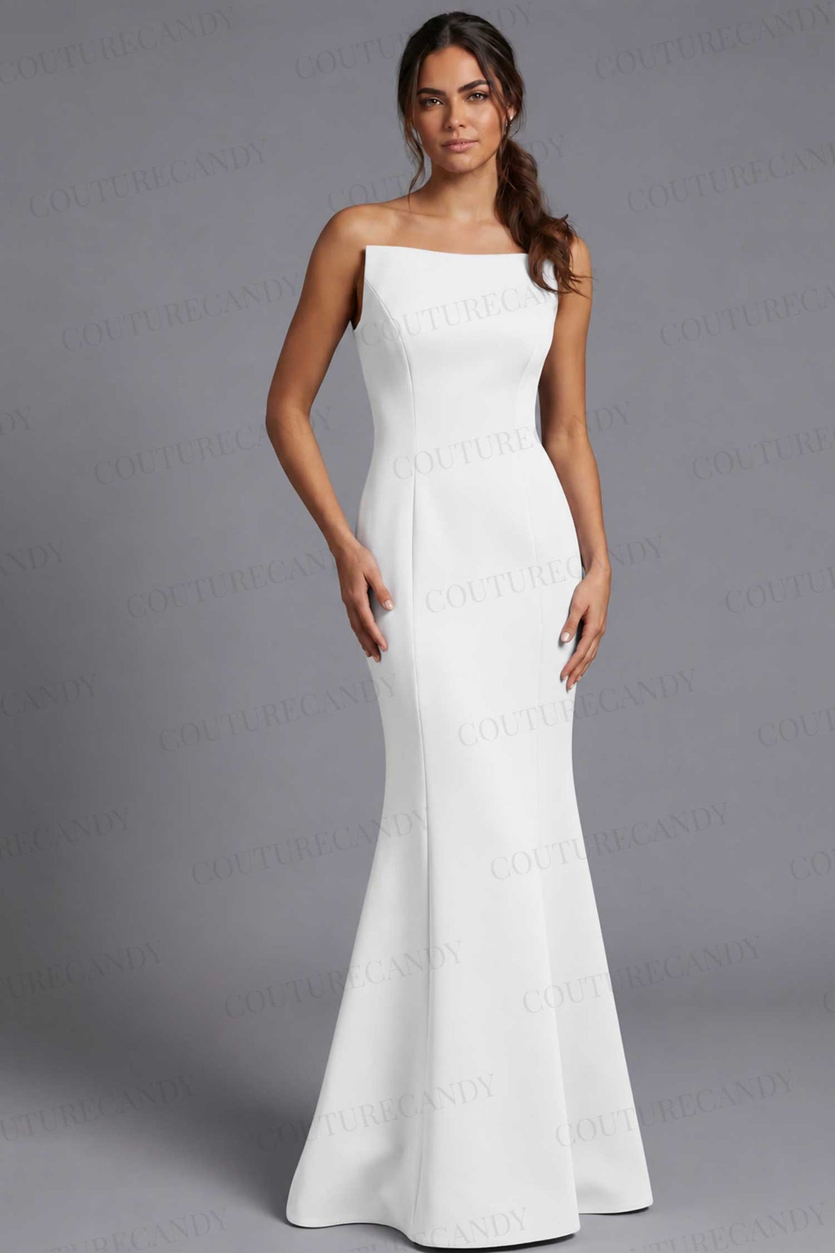 Jovani 49062 - Straight Neck Minimalist Gown with Seam Detail