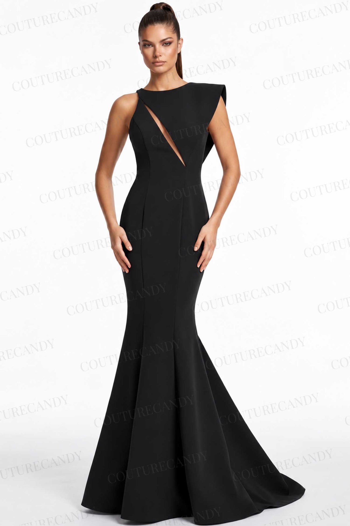 Jovani 49416 - Asymmetric Cutout Mermaid Scuba Gown