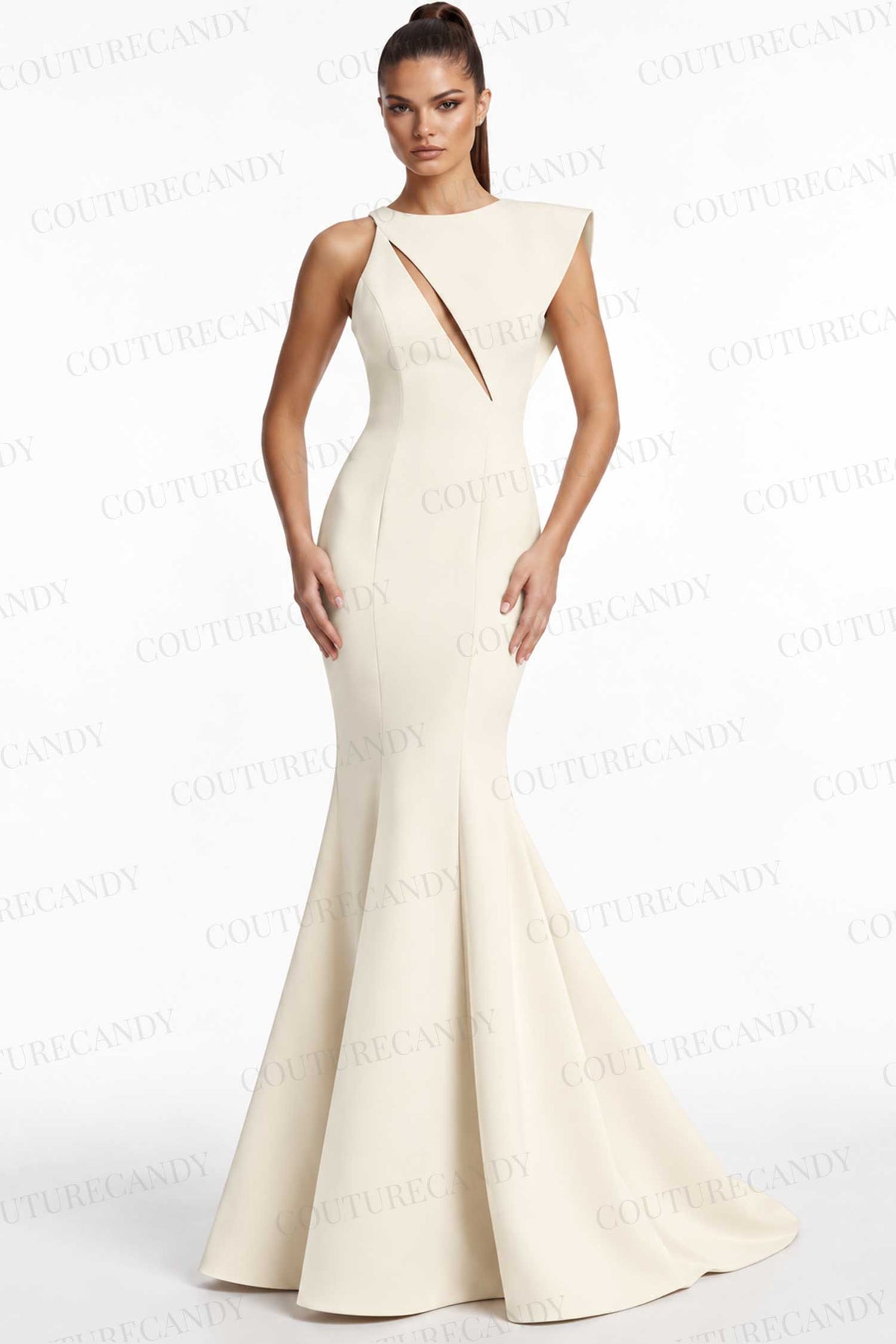 Jovani 49416 - Asymmetric Cutout Mermaid Scuba Gown