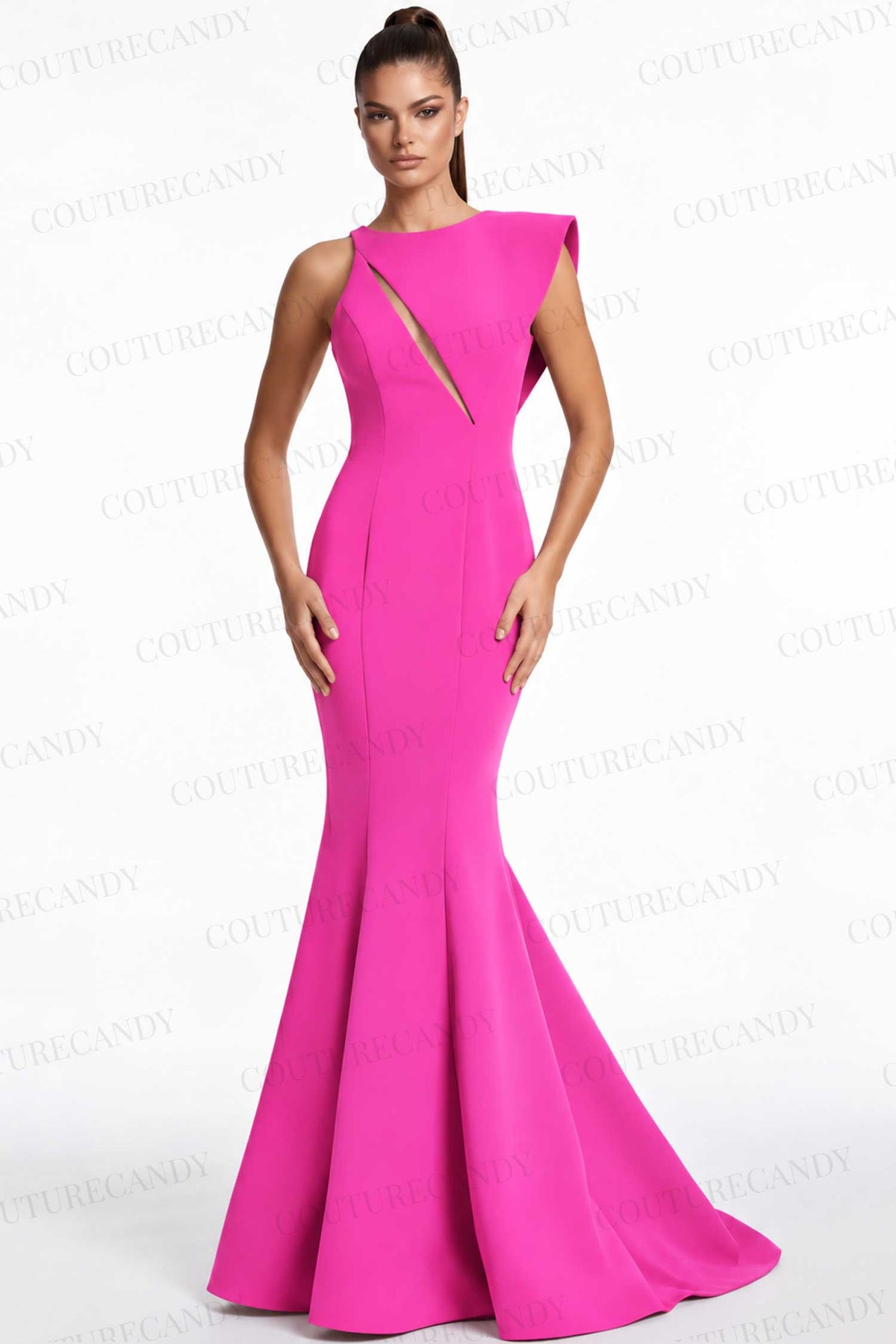 Jovani 49416 - Asymmetric Cutout Mermaid Scuba Gown