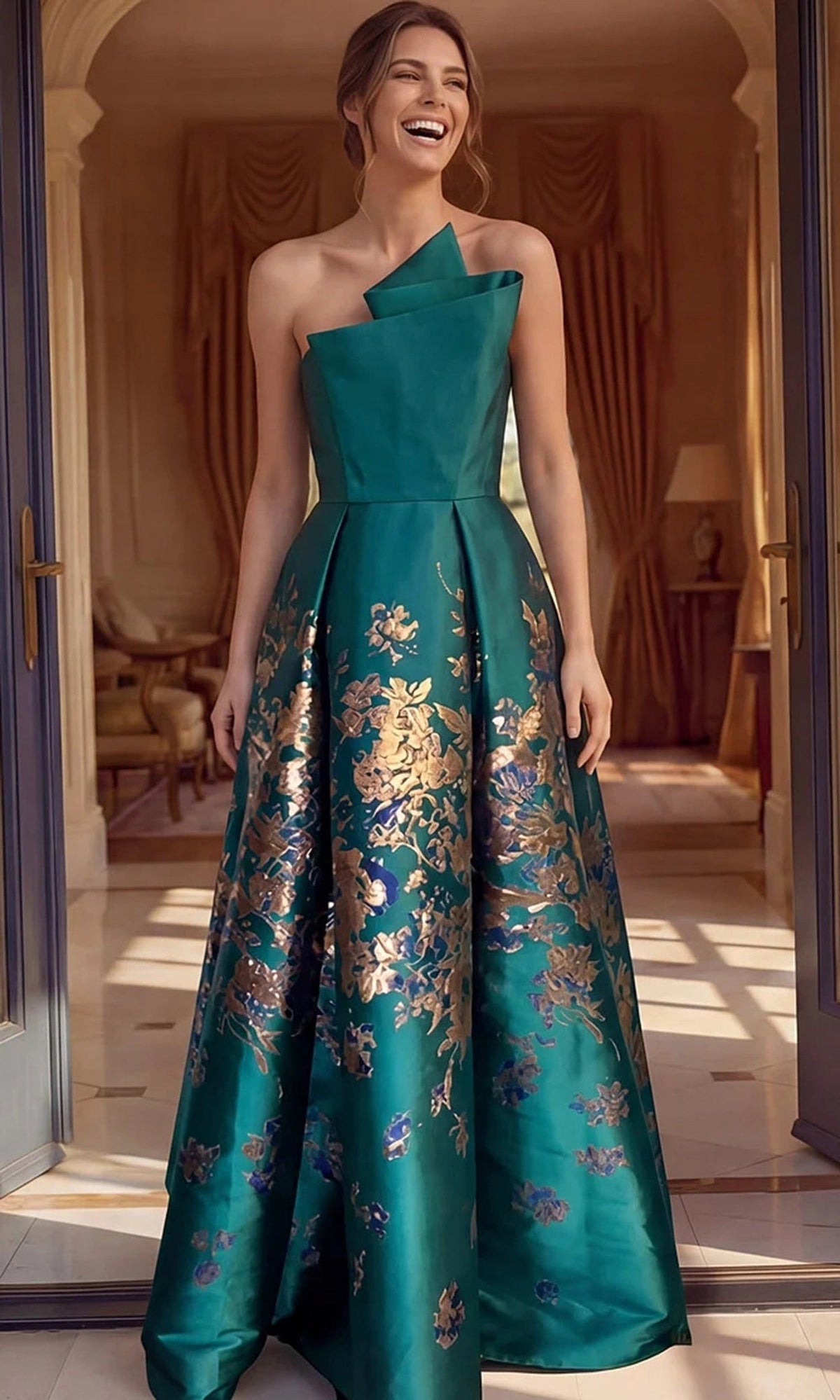 Jovani 49851 Floral Textured Brocade Dress