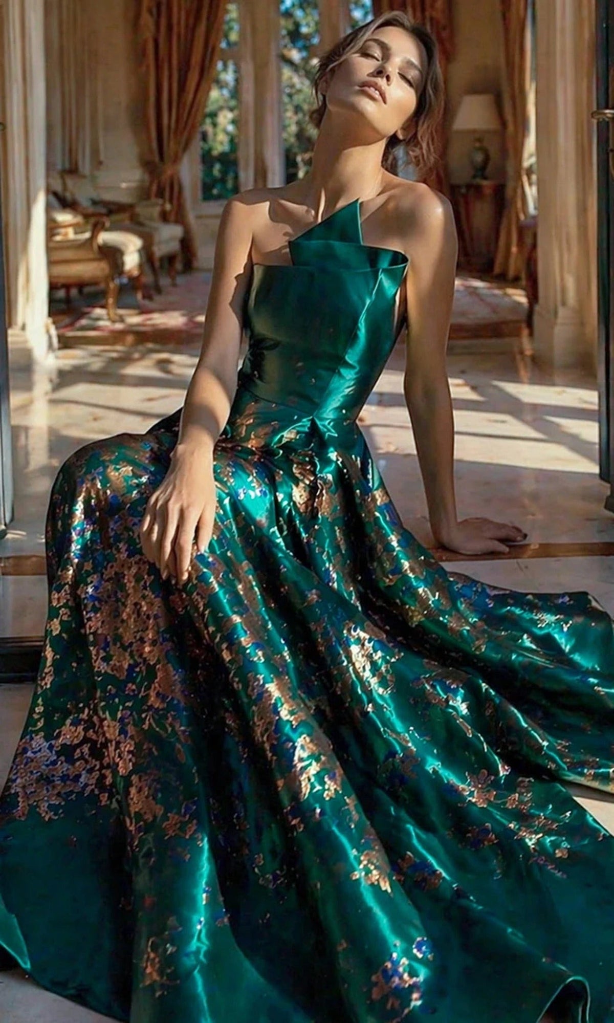 Jovani 49851 Floral Textured Brocade Dress