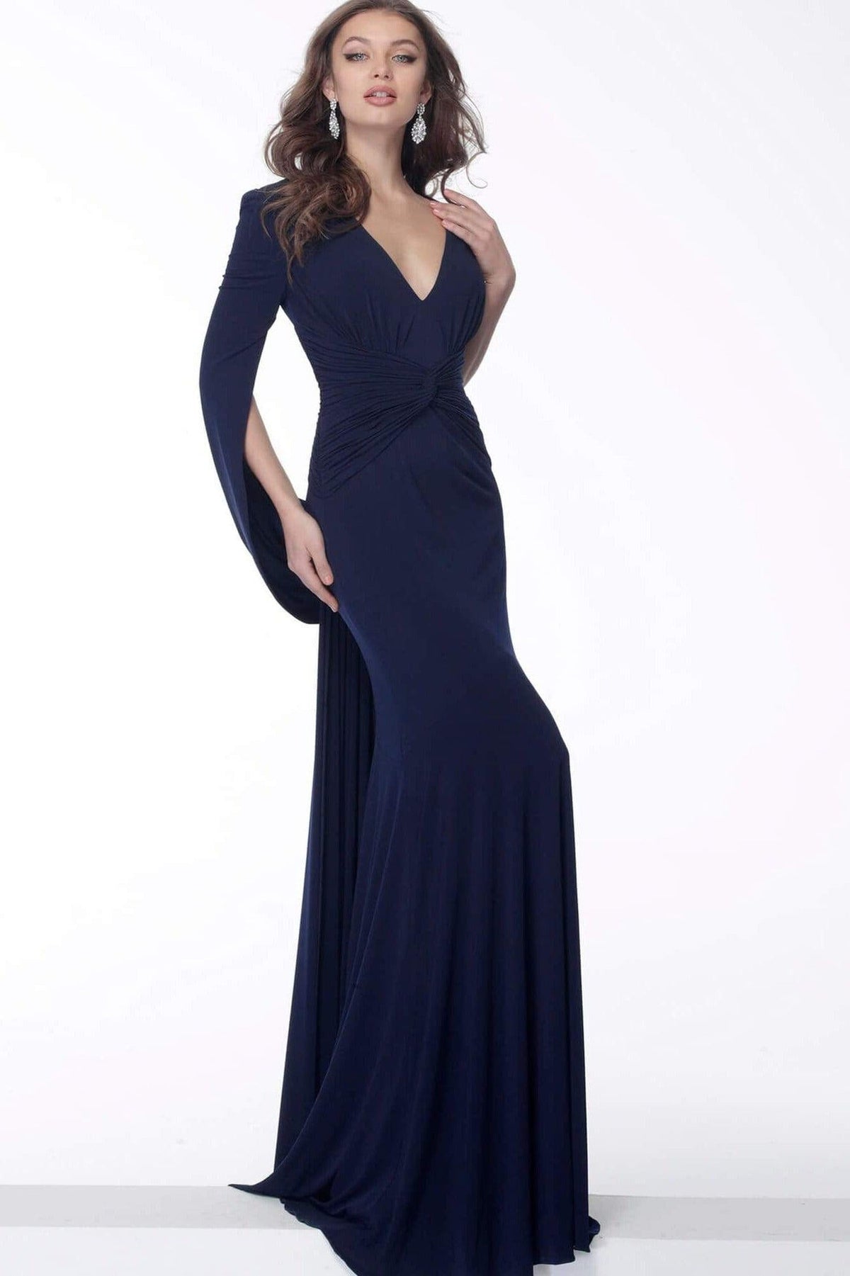 Jovani - 63851 Stretch Jersey Plunging V-Neck Trumpet Dress