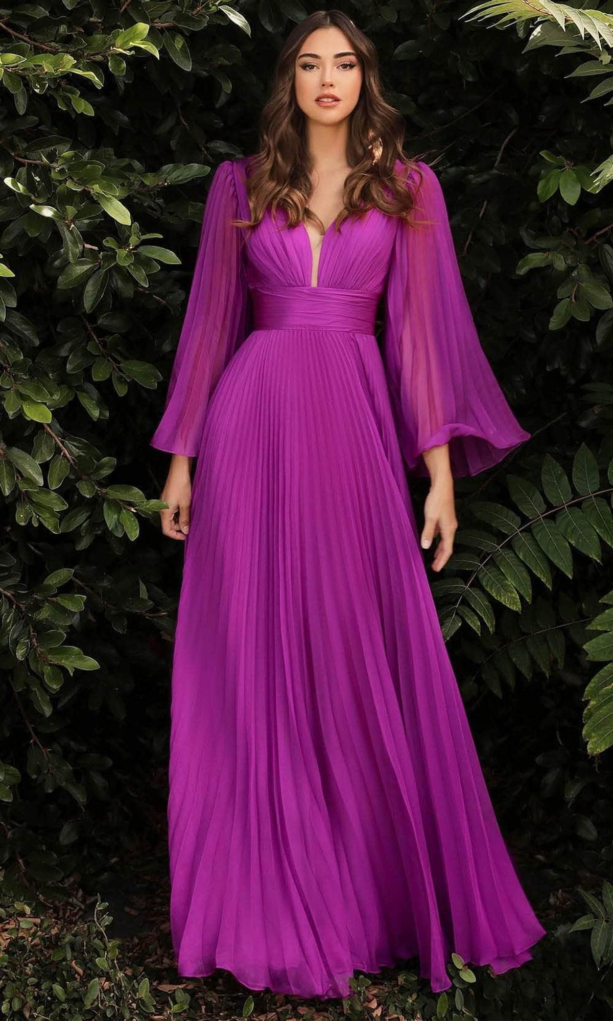 Ladivine CD242 - Flutter Sleeve Chiffon Dress