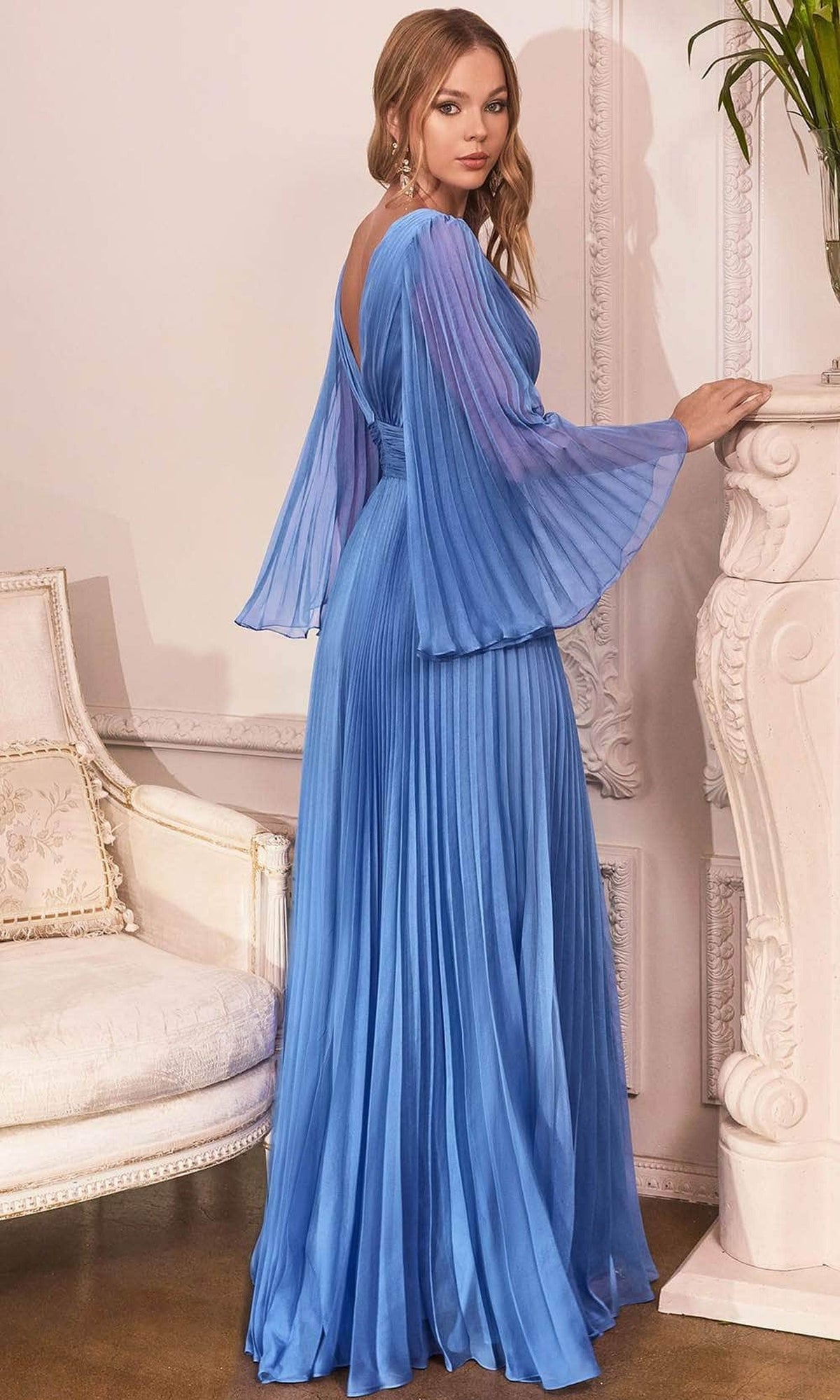 Ladivine CD242 - Flutter Sleeve Chiffon Dress