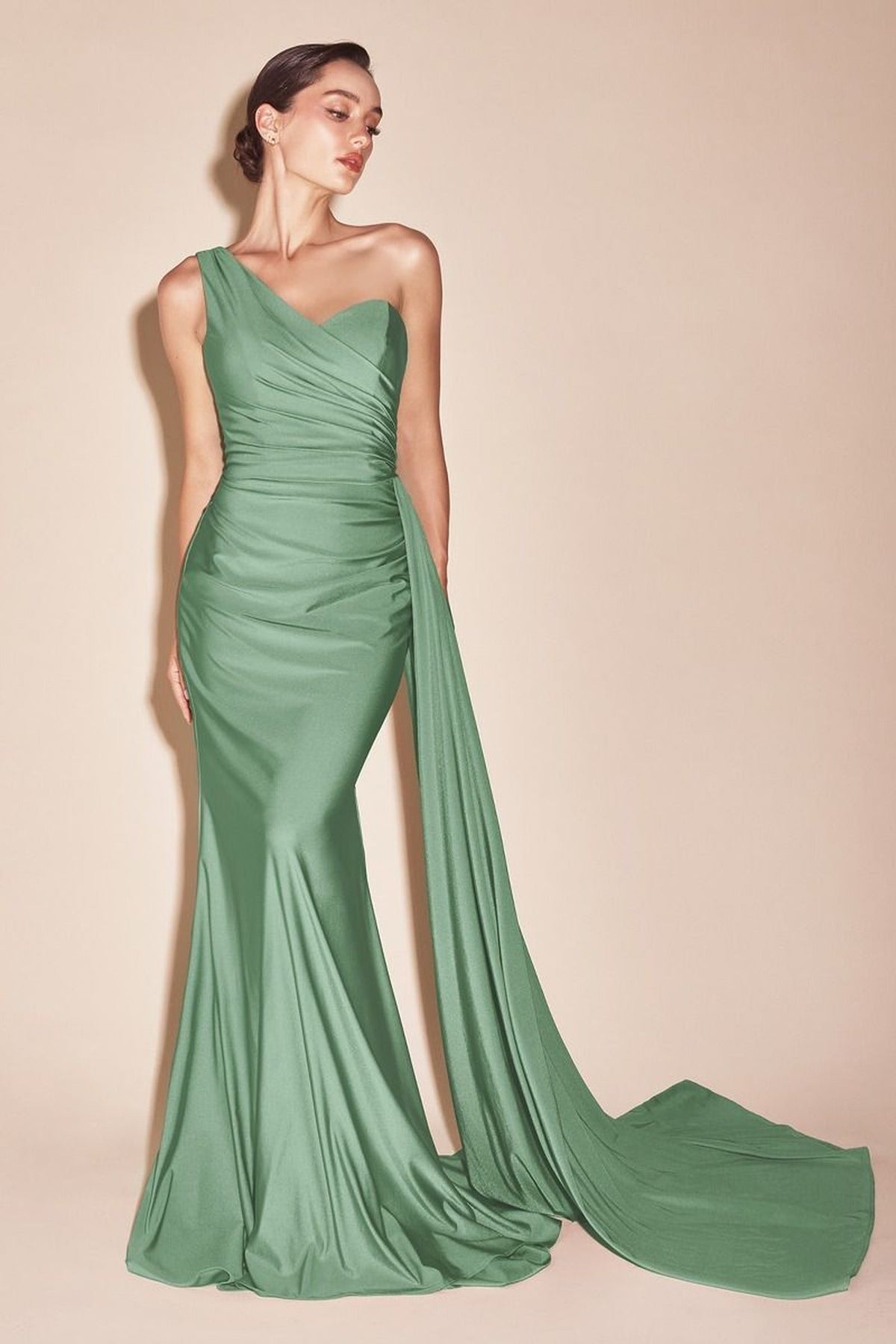 Cinderella Divine PT004C - Sheath Asymmetrical Evening Dress