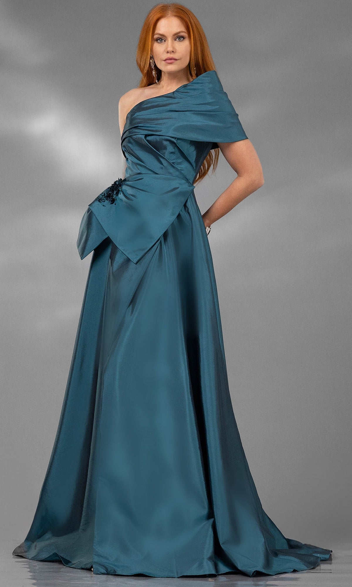 Terani Couture 252E5102 - Asymmetric Taffeta A-Line Gown