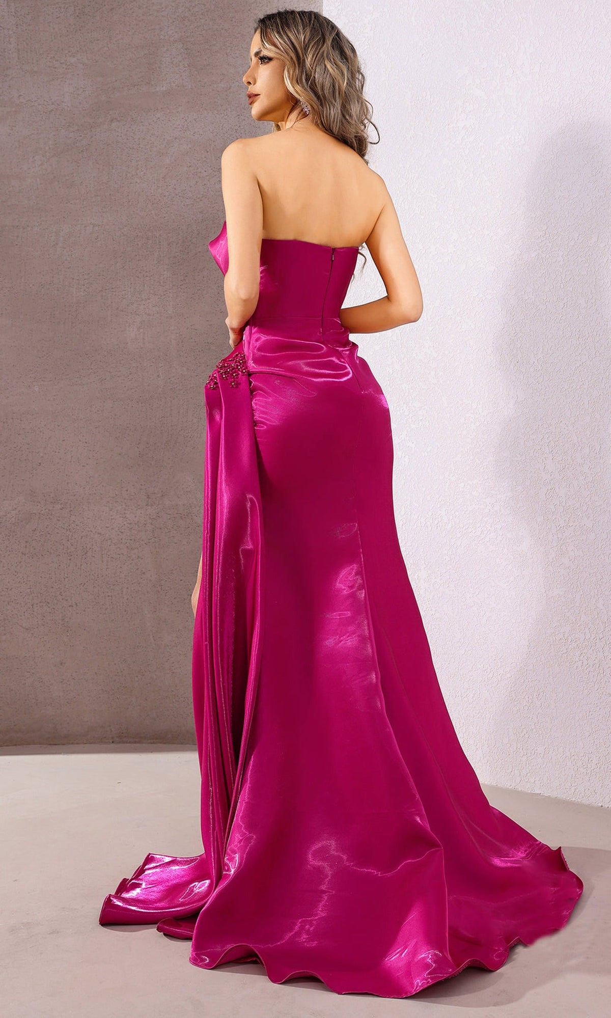Terani Couture 252E5150 - One Shoulder Sheath Gown with Slit