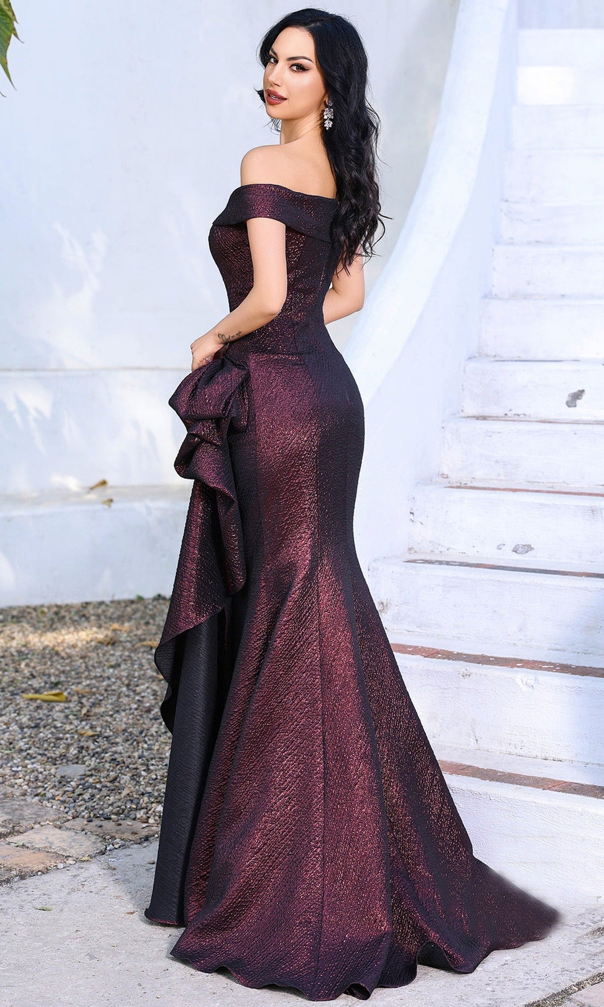 Terani Couture 252M5364 - Off Shoulder Peplum Sheath Gown