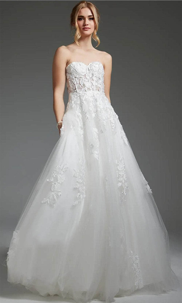 Full-length Jovani corset wedding dress for formal and bridal inspiration