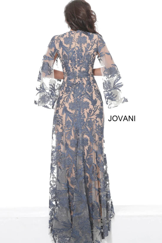 Jovani - 00752 Cape Sleeve Novelty Lace Sheath Gown
