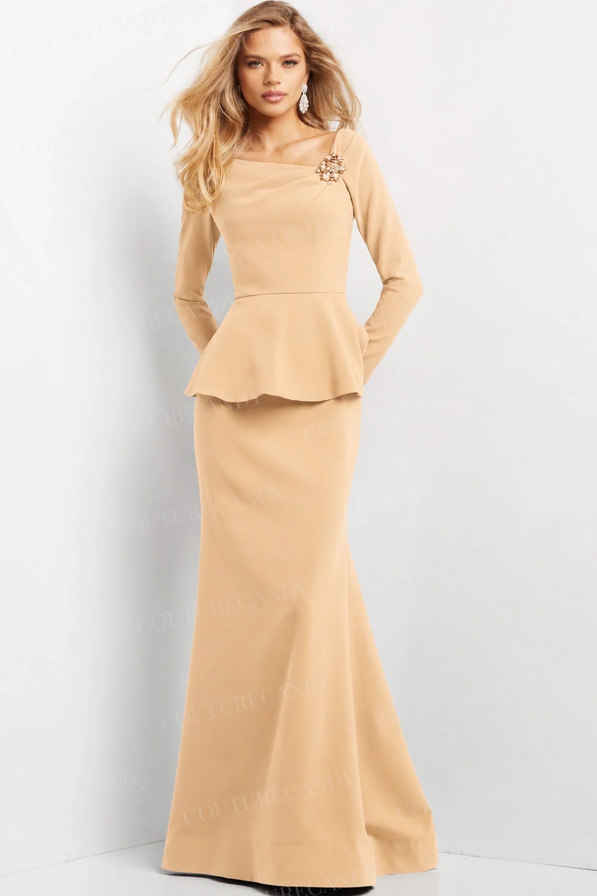 Jovani - Asymmetric Trumpet Formal Gown 07131SC