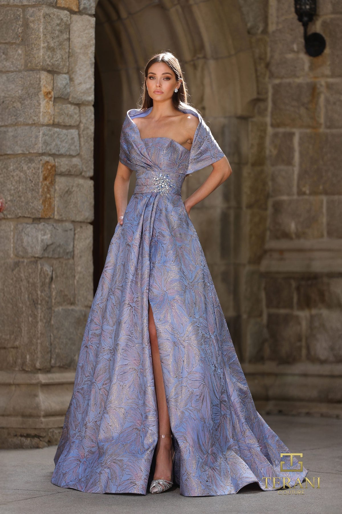 Terani Couture 261M6453 Floral Jacquard Dress