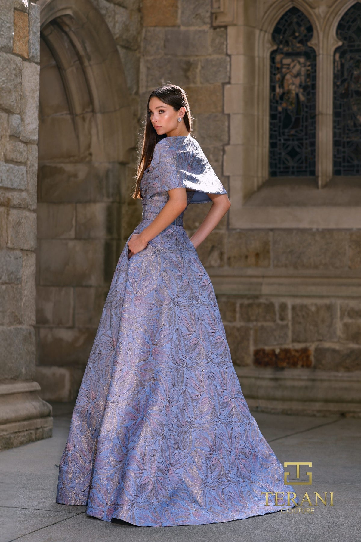 Terani Couture 261M6453 Floral Jacquard Dress