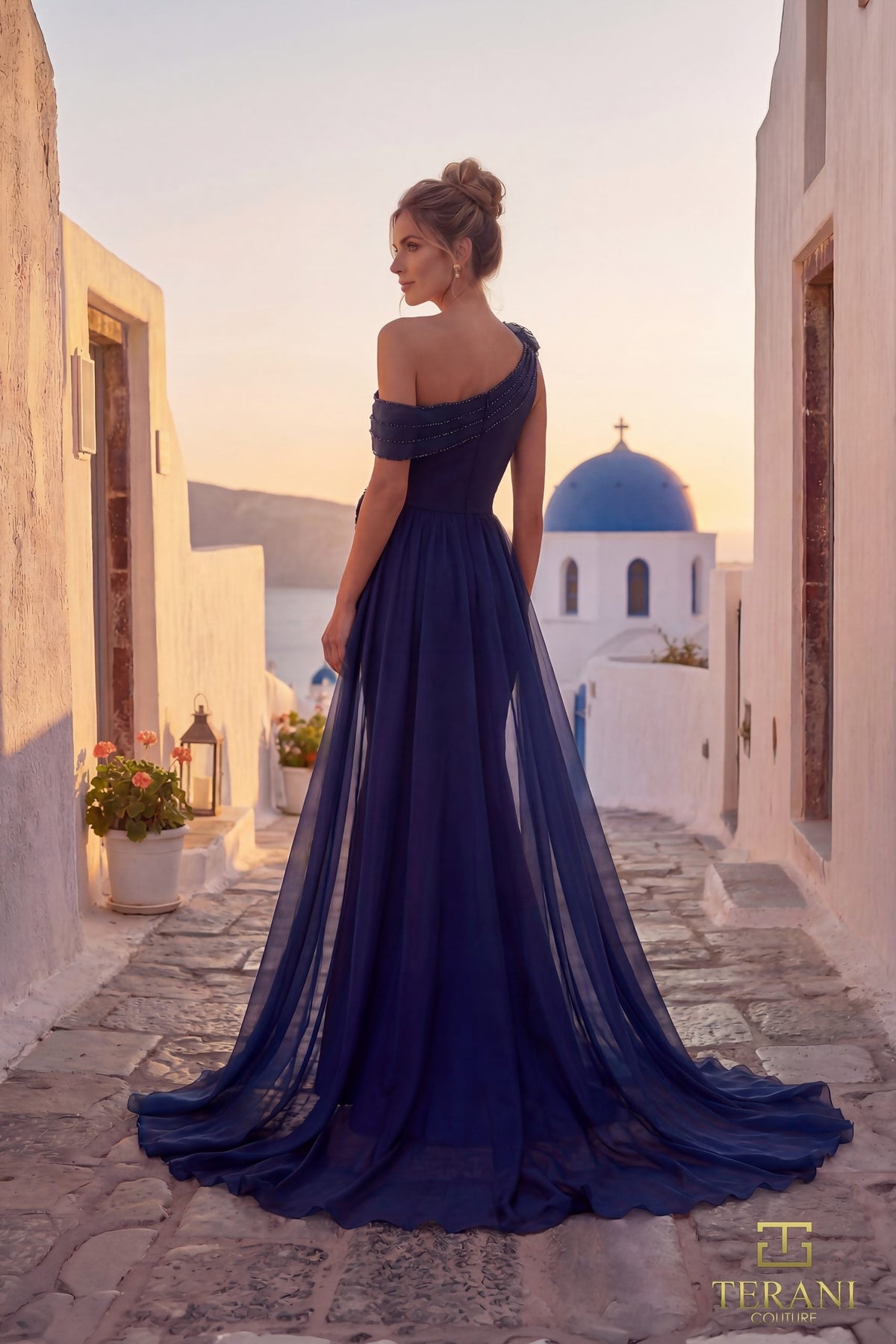 Terani Couture 261E6432 Floral Applique Dress