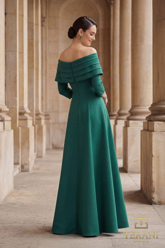 Terani Couture 261M6434 - Pleated Off Shoulder Mikado Gown