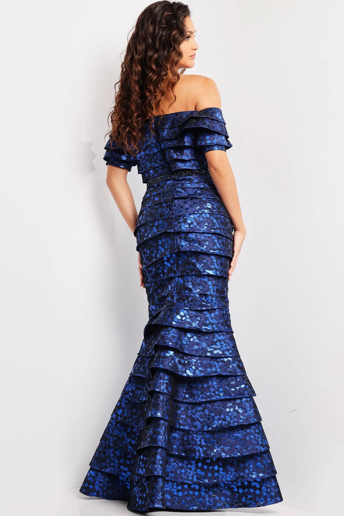 Jovani 26255 - Layered Off Shoulder Evening Gown