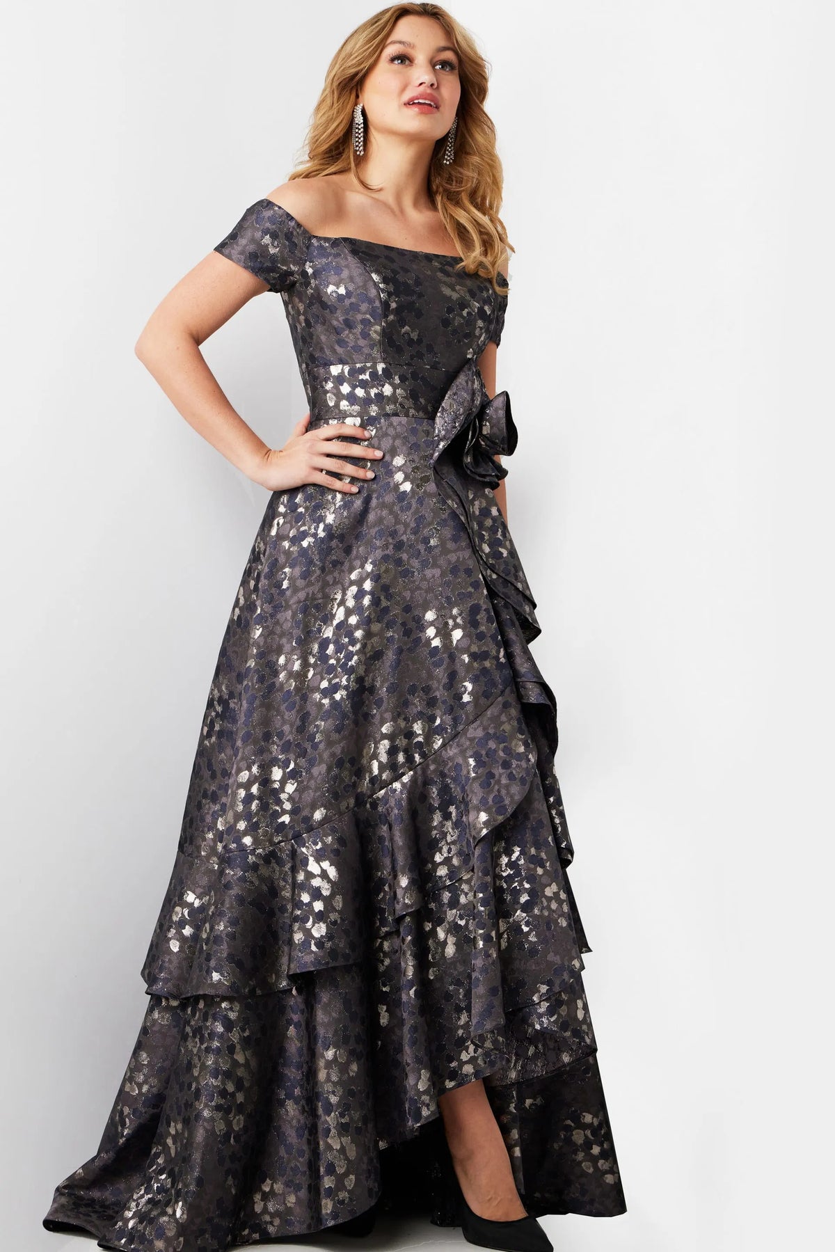 Jovani 26256 - High Low A-Line Evening Gown - Light-Blue - Main