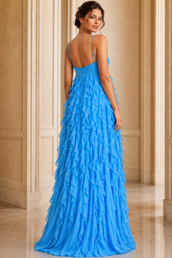 Jovani 39823 - Halter Chiffon Ruffle Evening Gown